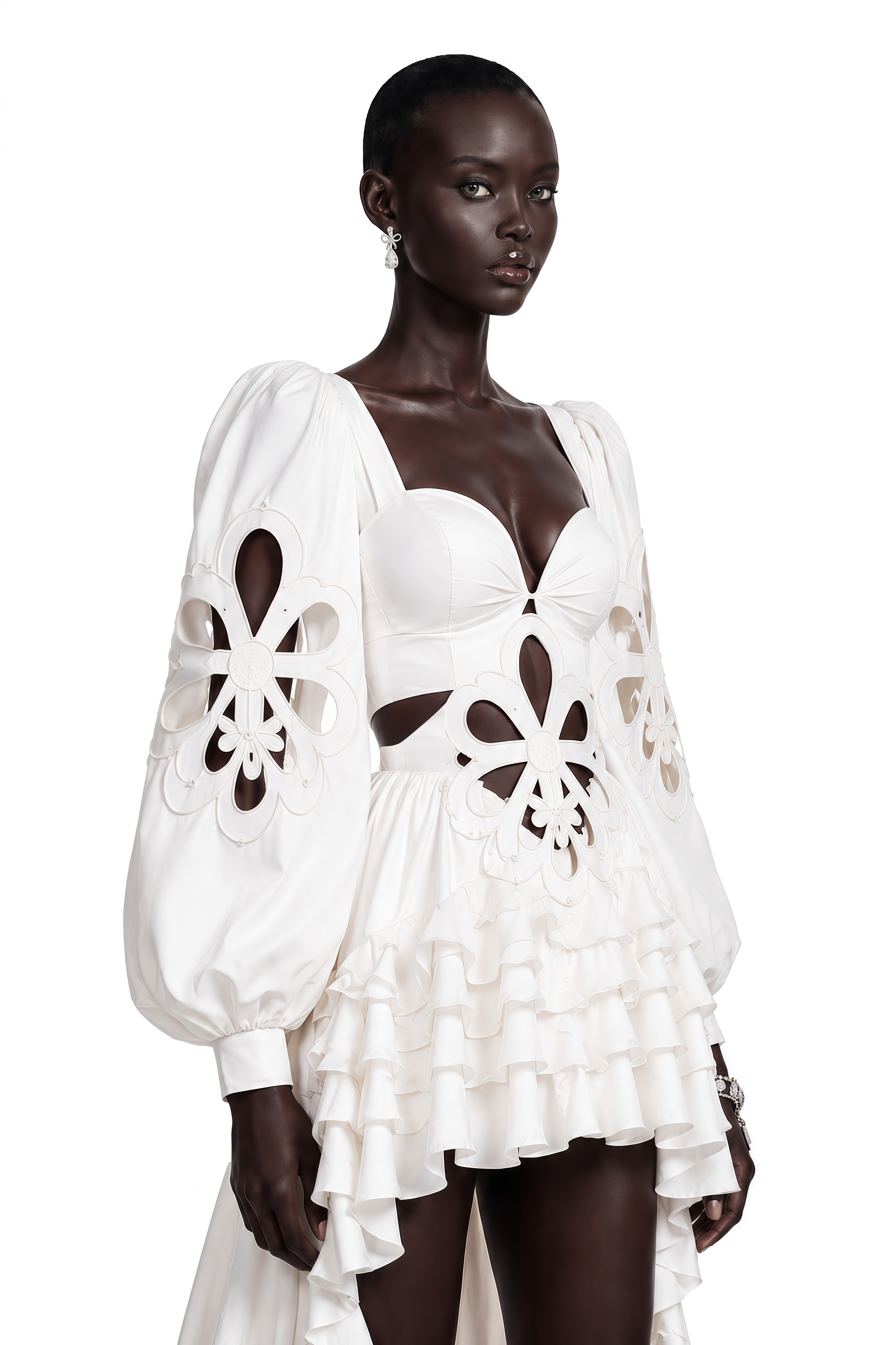 Charity White Cut-Out Asymmetrical Maxi Dress