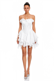 Charlotte White Off Shoulder Ruffled Mini Dress