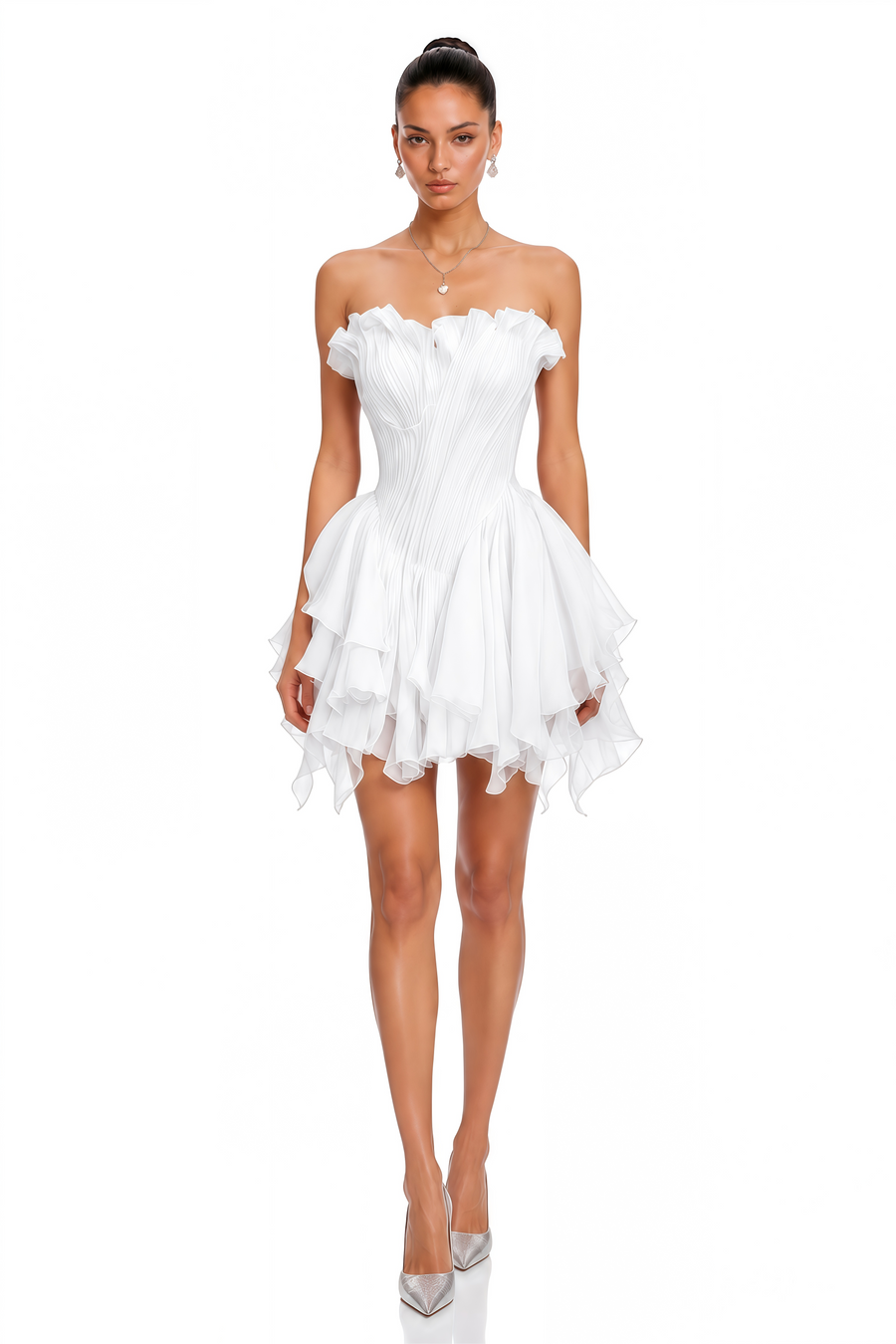 charlotte white off shoulder ruffled mini dress