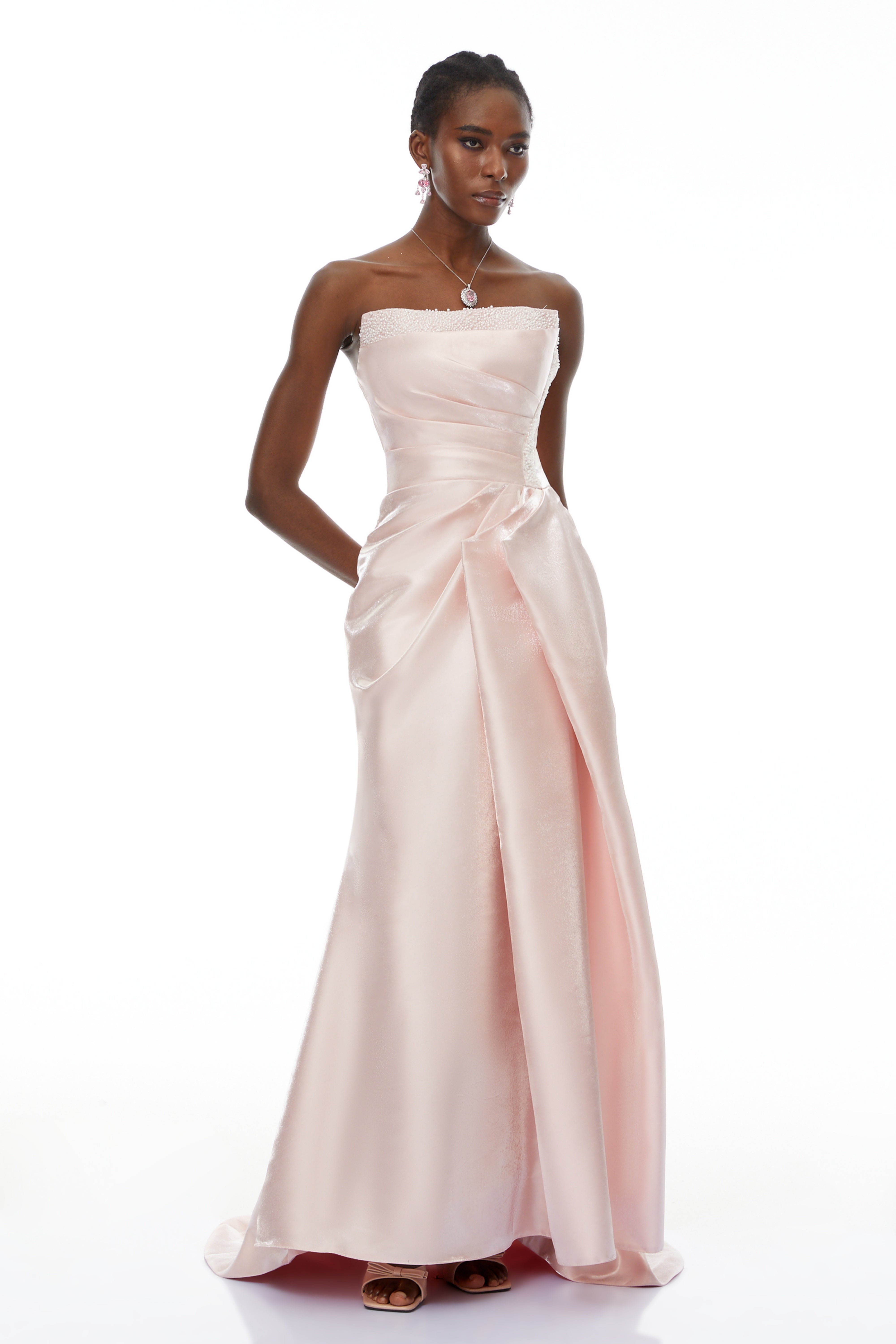 Charlotte Pink Off Shoulder Ruched Maxi Dress (Final Sale-US Only)