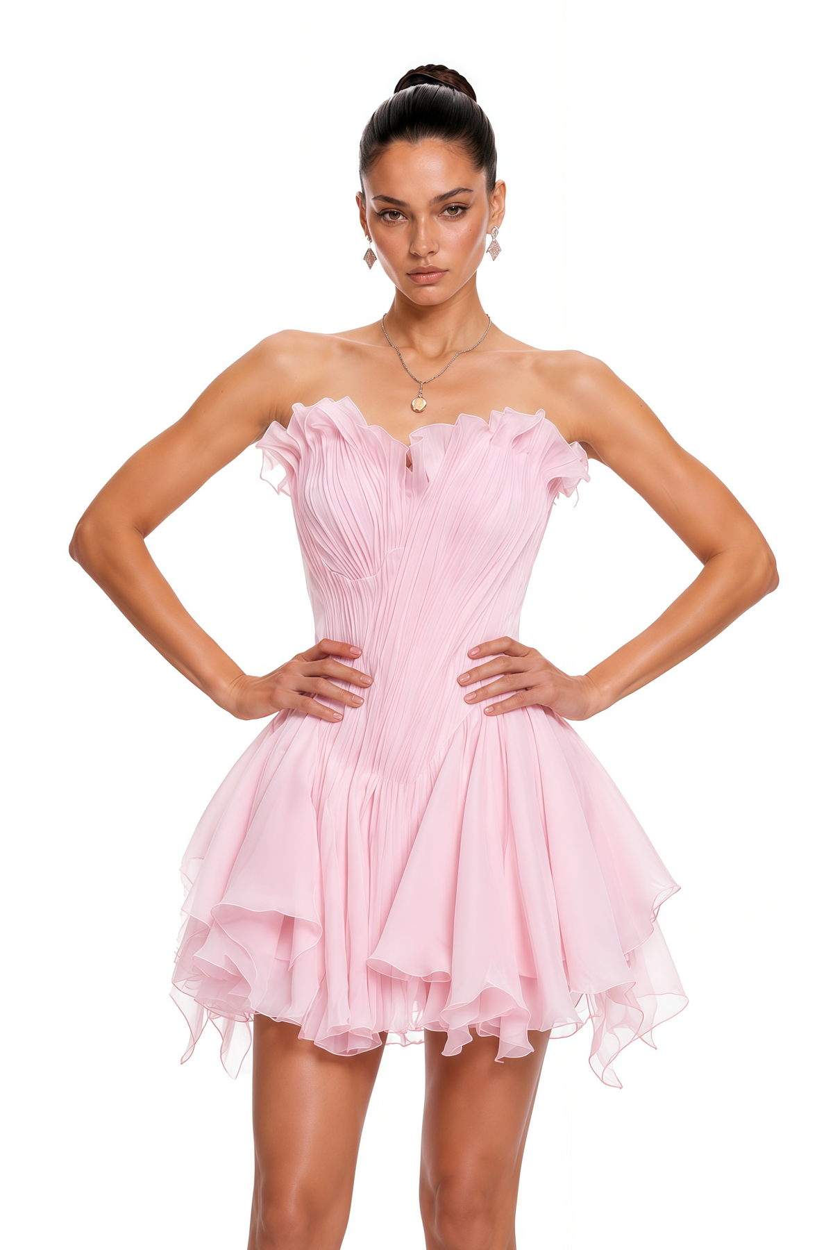 charlotte pink off shoulder ruffled mini dress