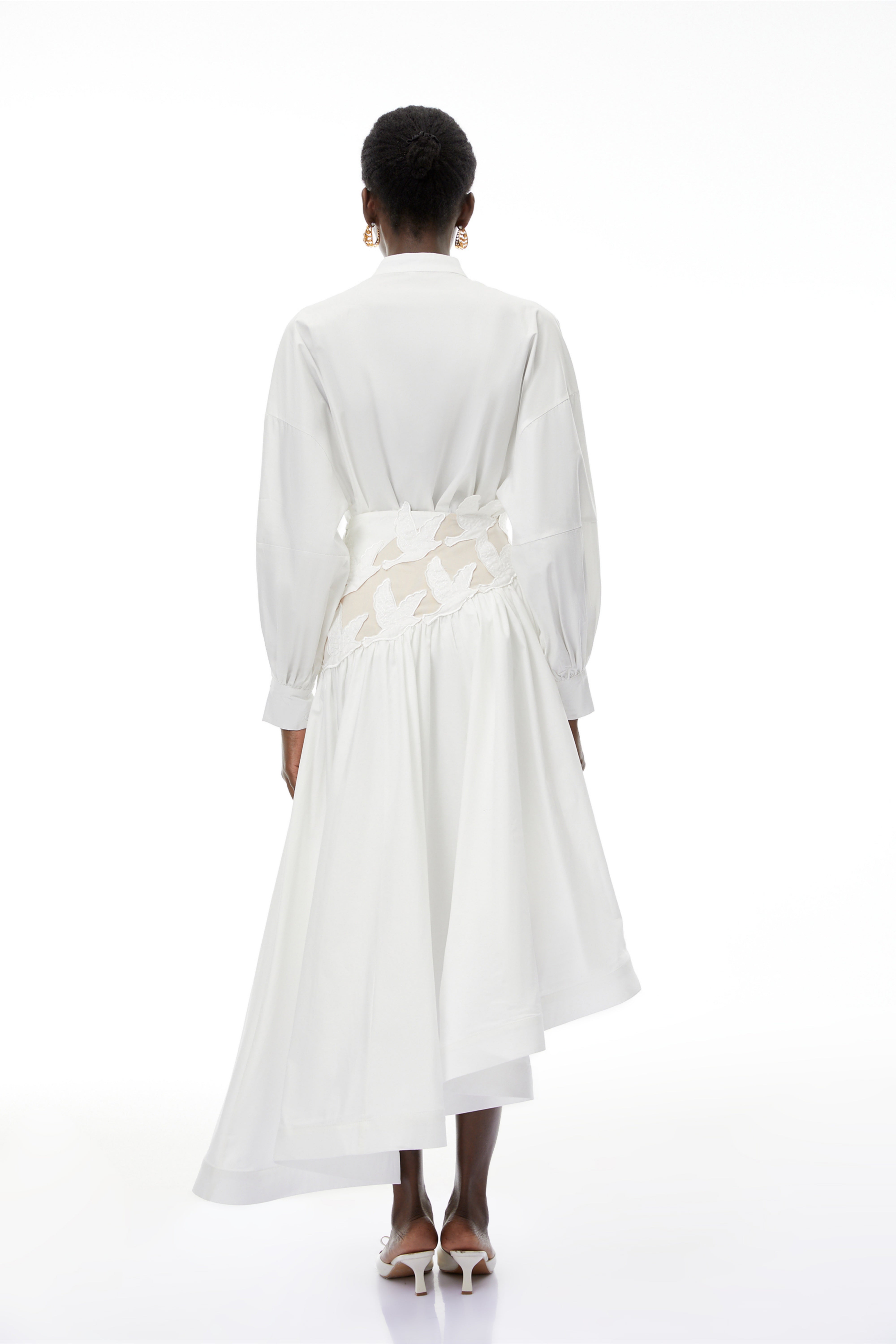 Charlotte White Cut-Out Asymmetrical Blouse & Skirt Set (Final Sale)