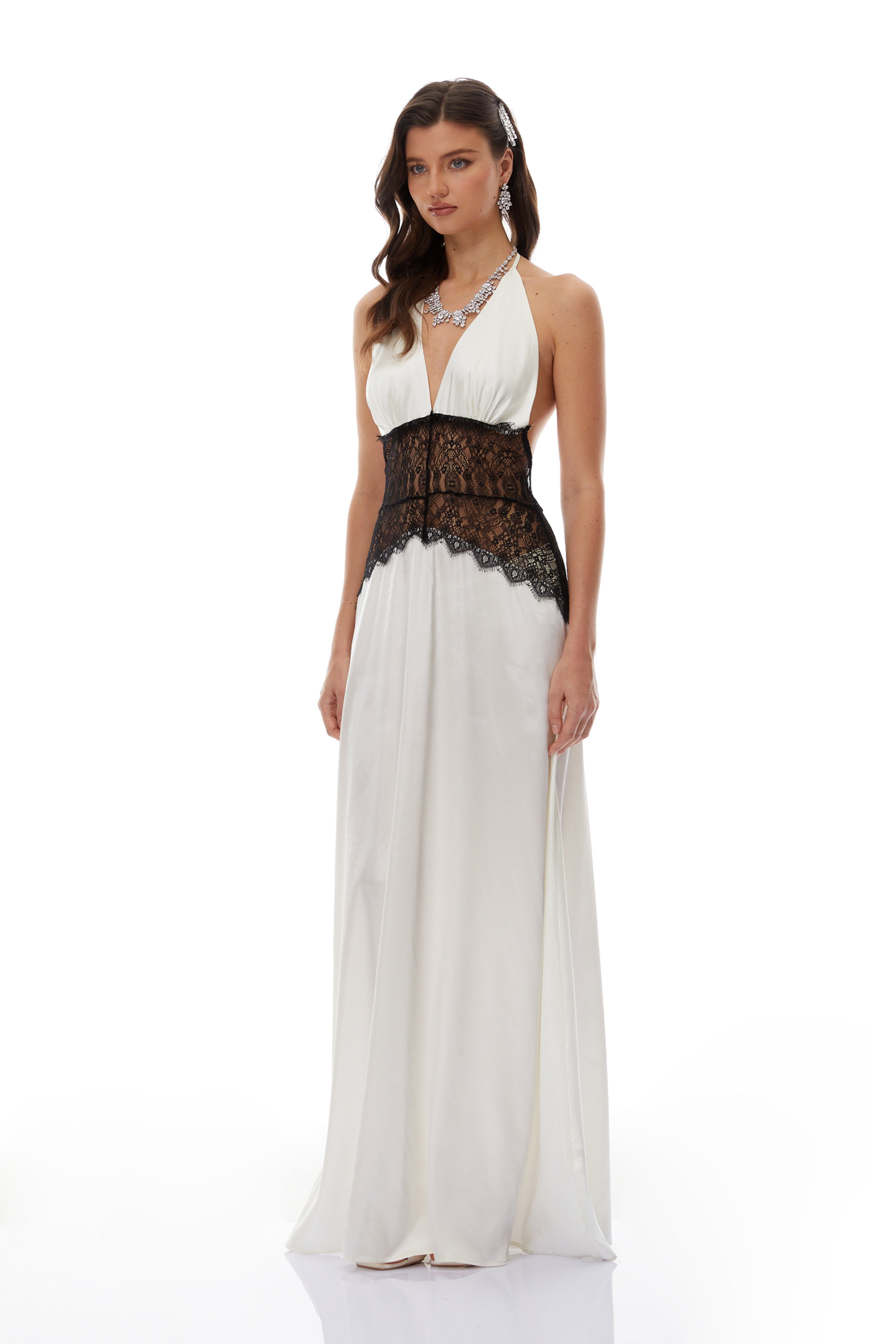 Charlotte White Lace Panel Maxi Dress (Final Sale-US Only)