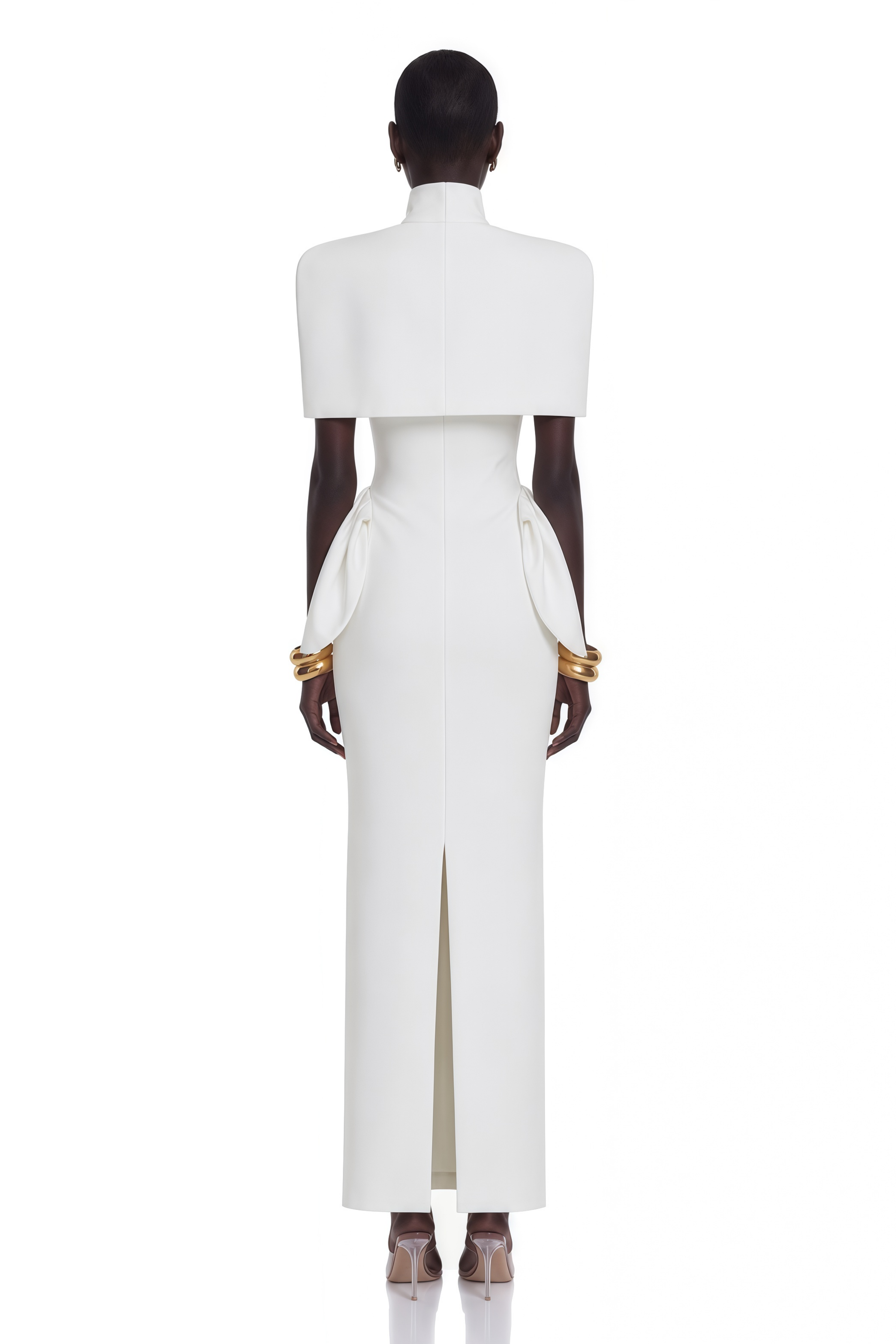 Felice White Structured Cape & Corset Dress Set
