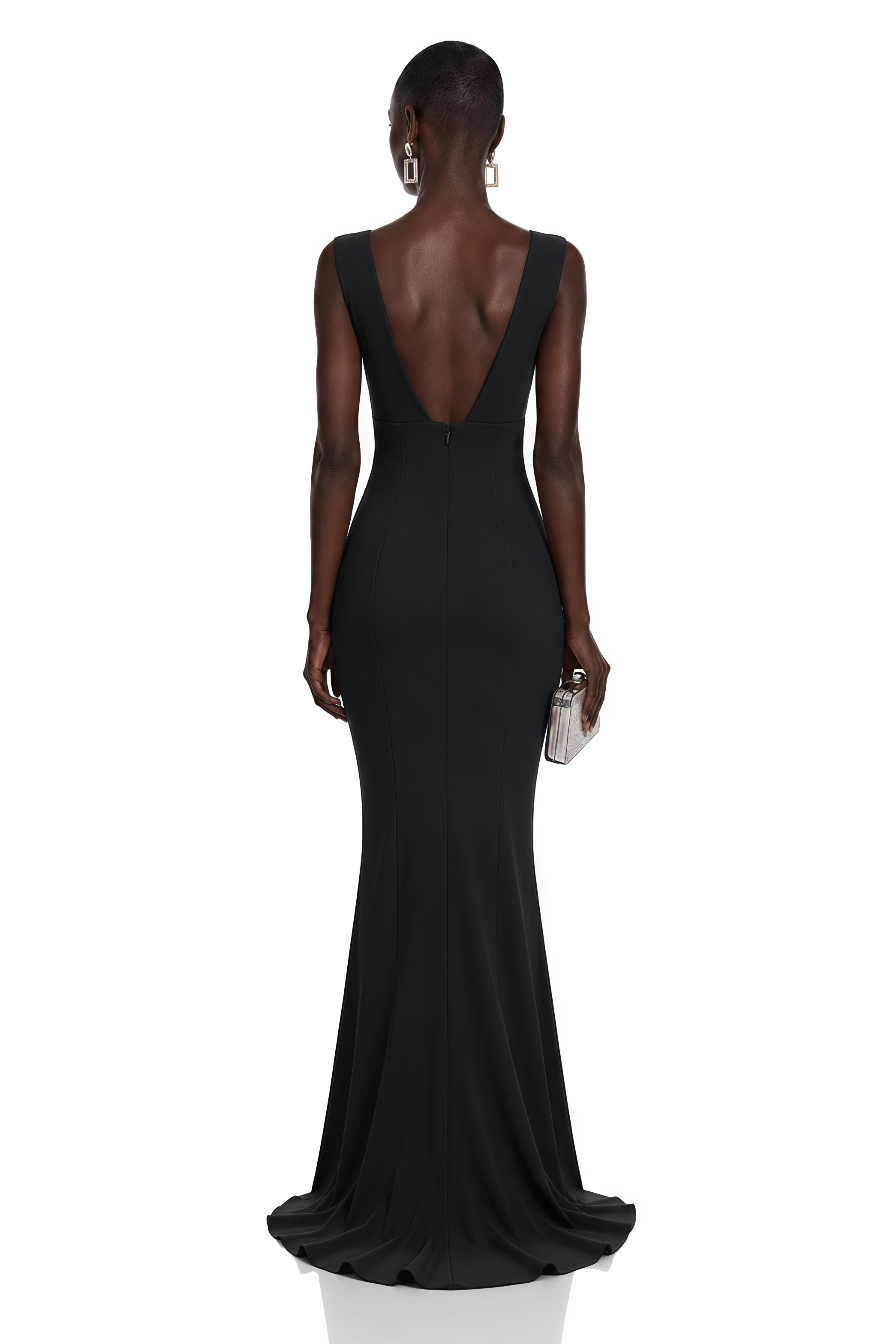 Cherish Black U-Neck Ruched Maxi Dress