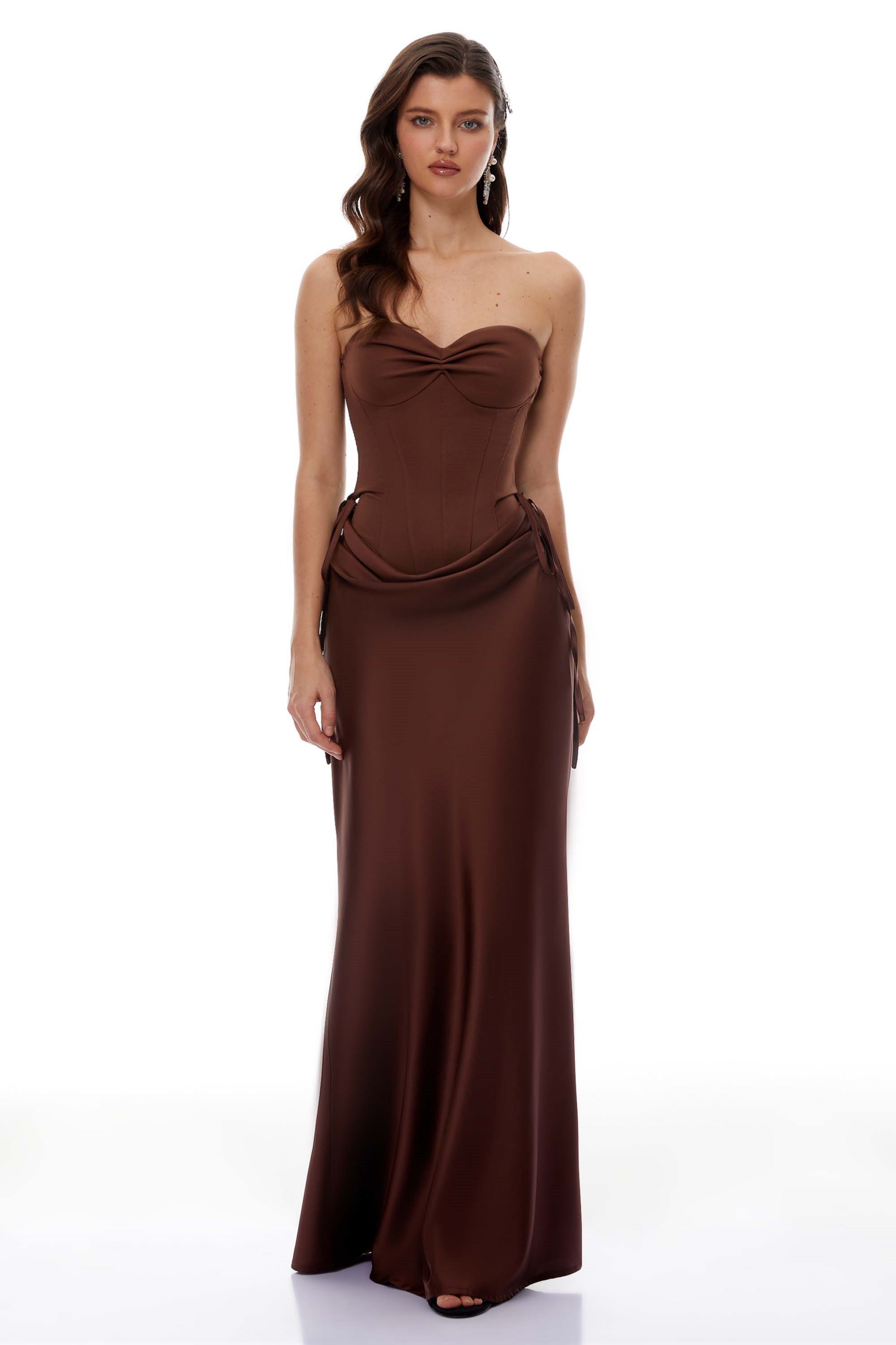 Clara Brown Off-Shoulder Bodysuit & Satin Skirt Set (Final Sale-US Only)