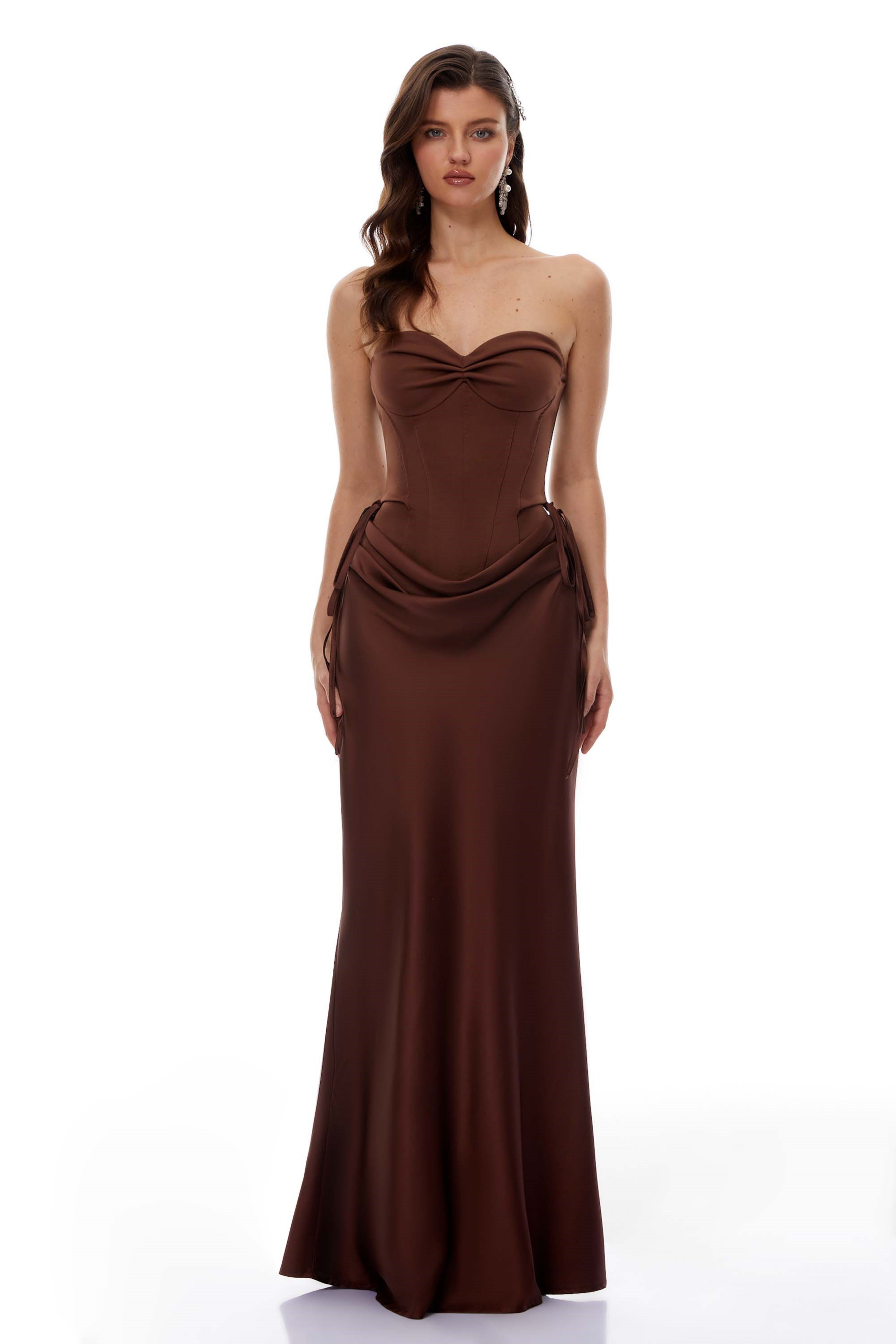 Clara Brown Off-Shoulder Bodysuit & Satin Skirt Set