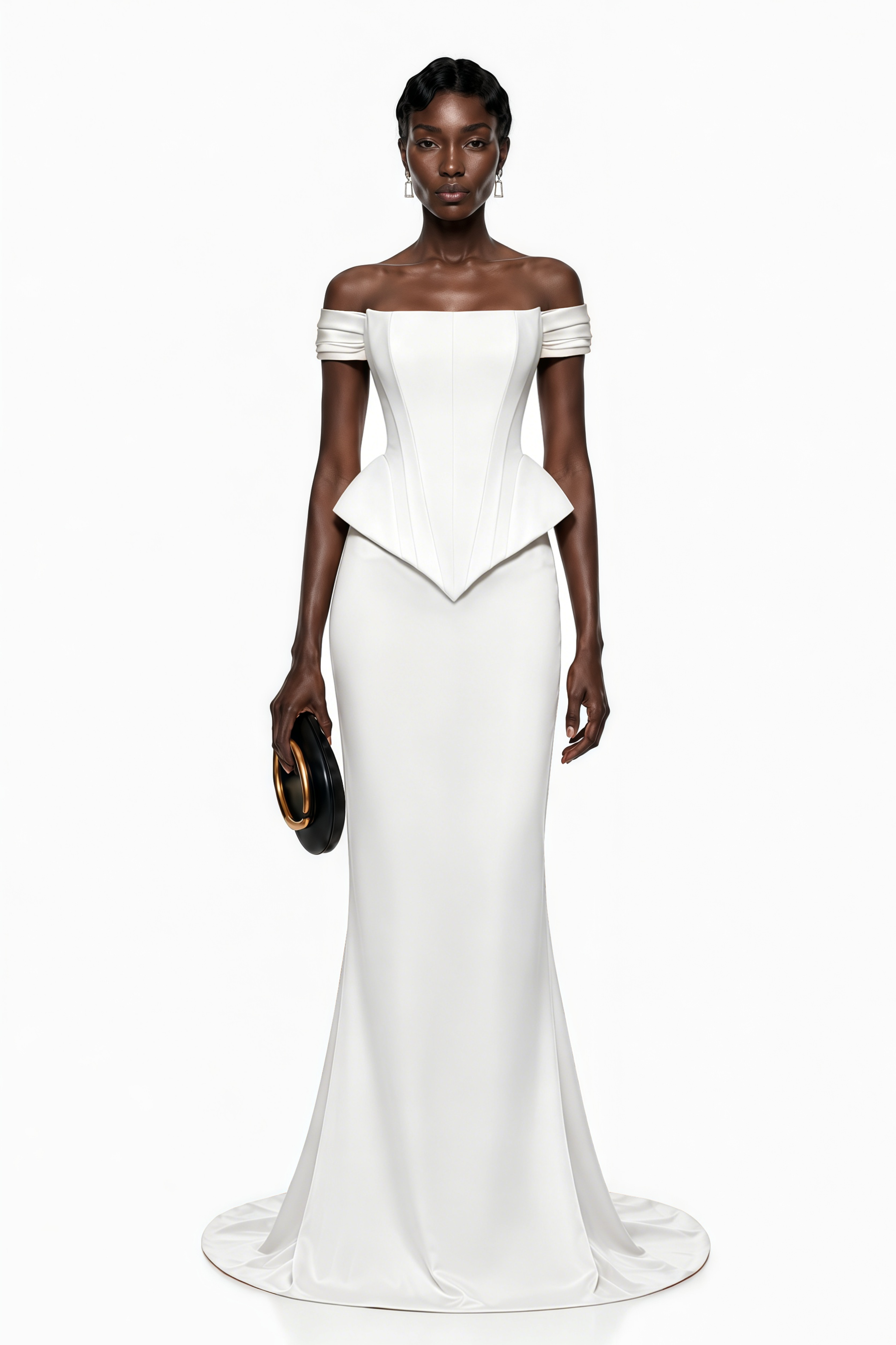 Clara White Corset Top & Skirt Set With Cape