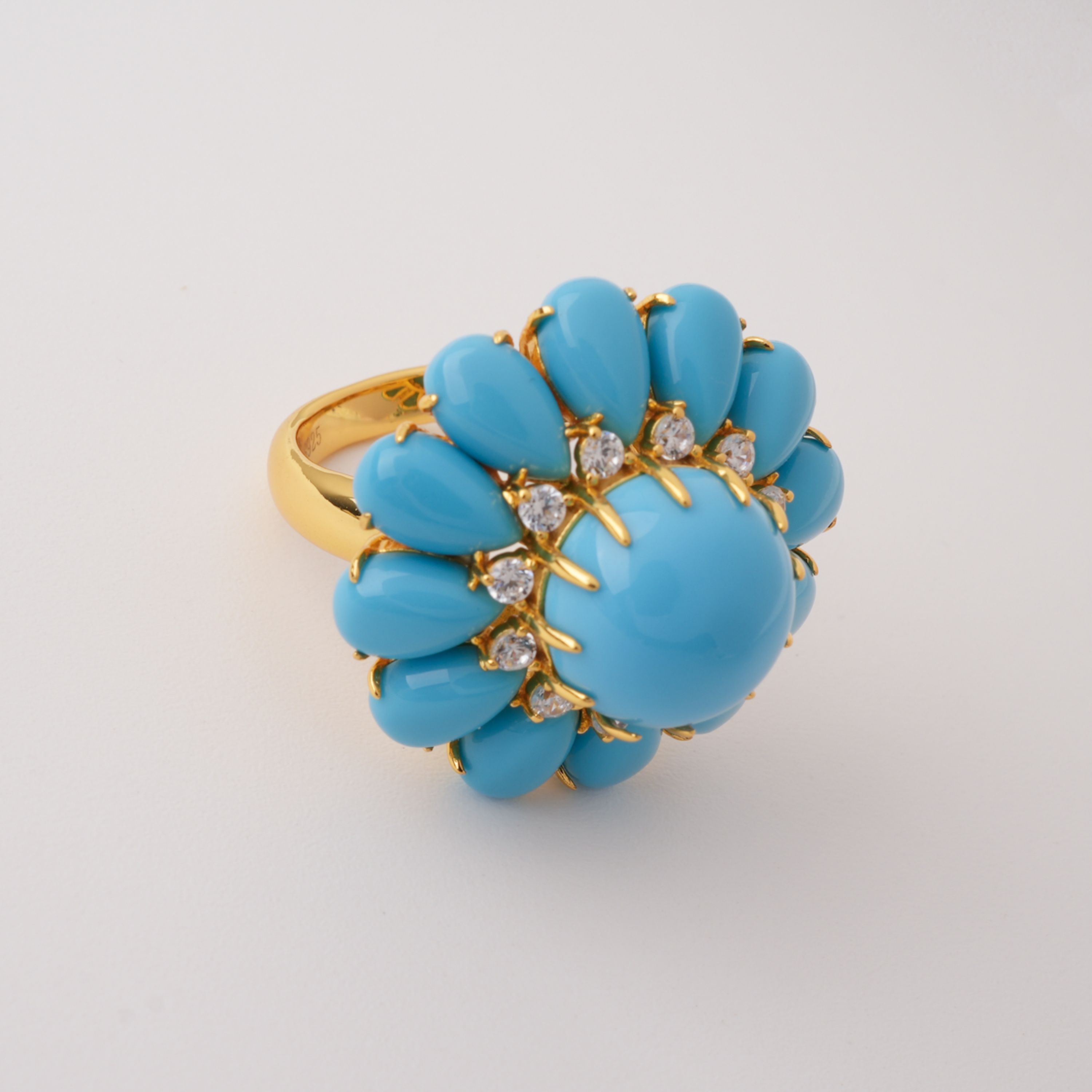 Cleo Blue Floral Turquoise Sterling Silver Ring