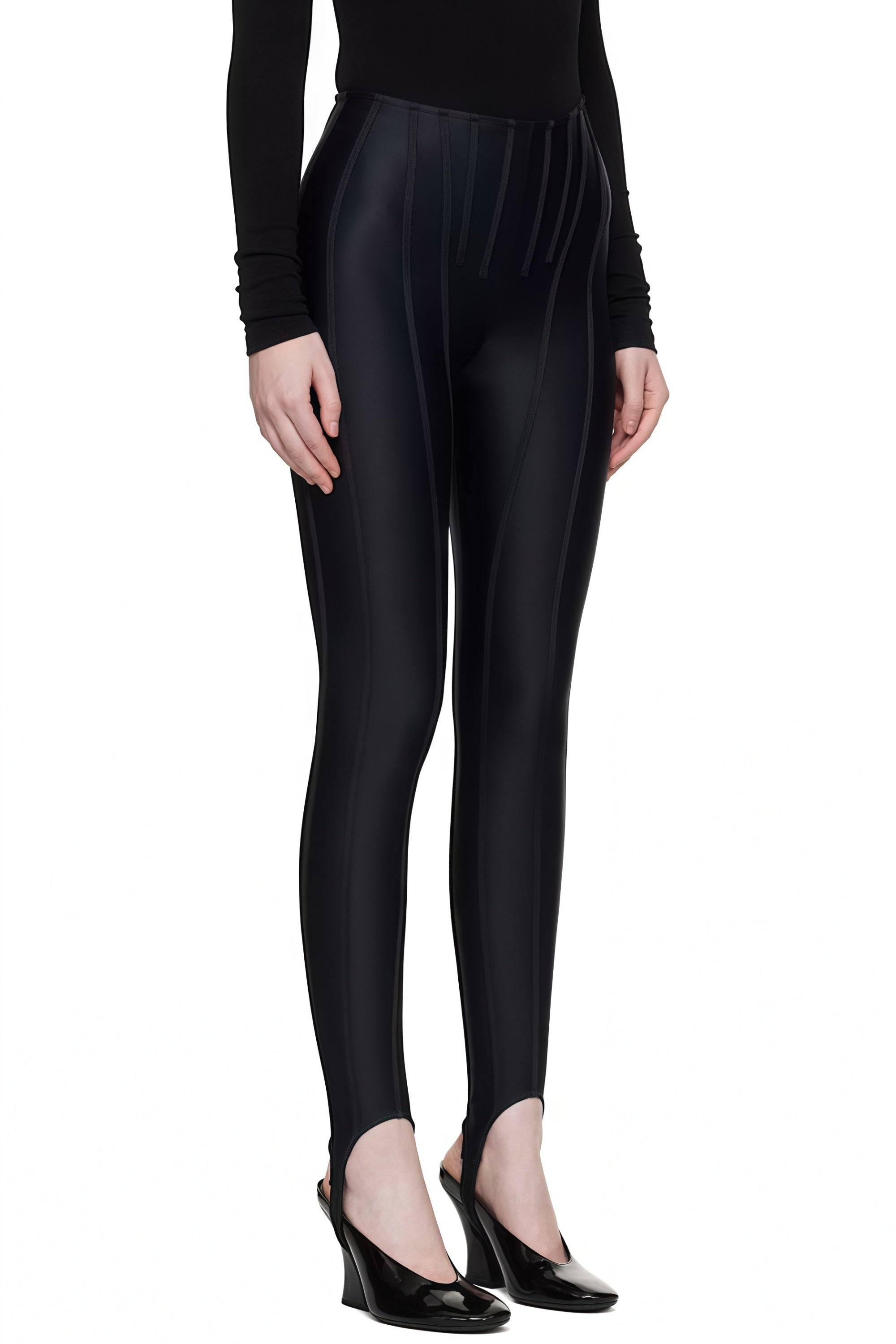 Cordelia Black Decorative Stitching Leggings