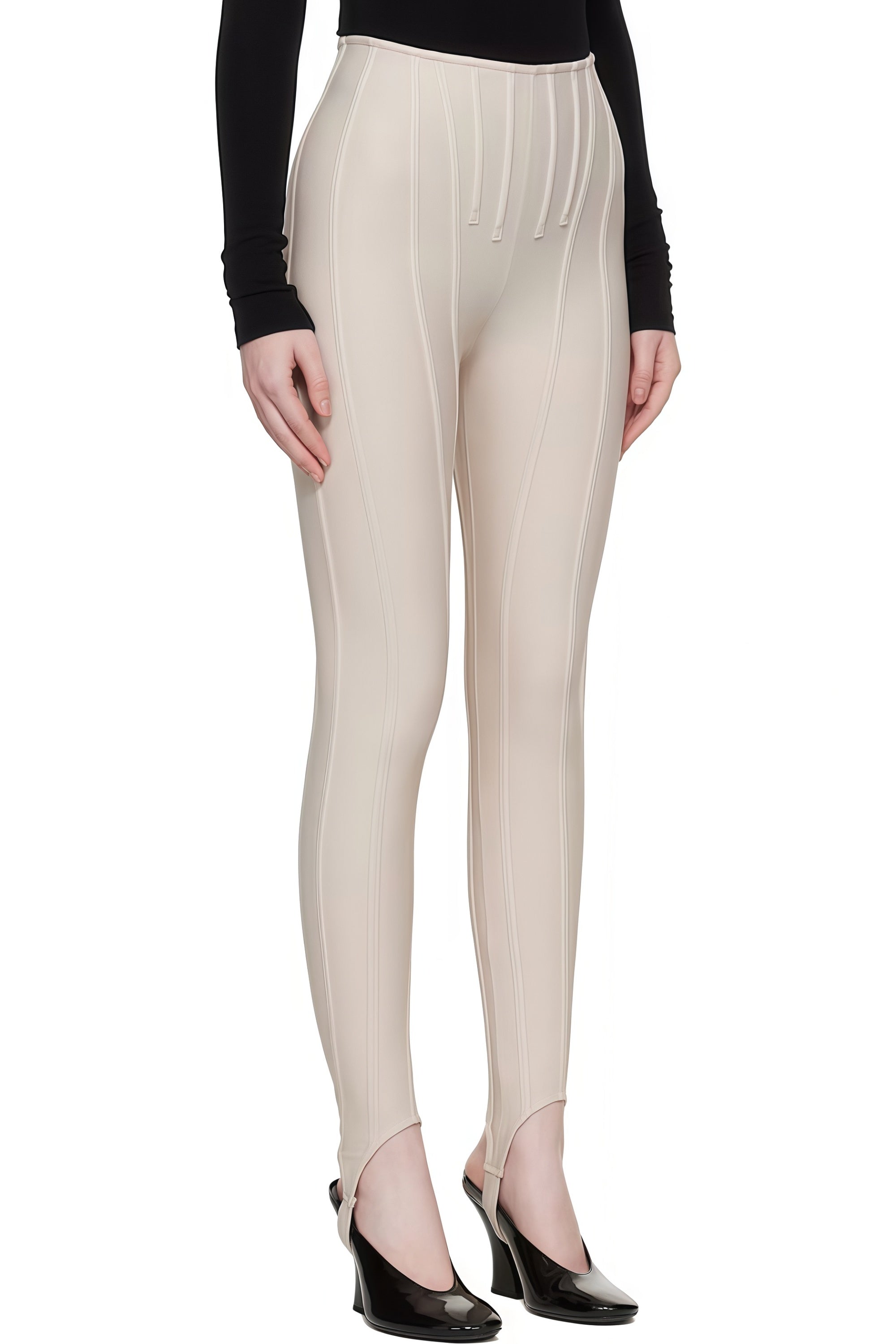 Cordelia Neutral Decorative Stitching Leggings