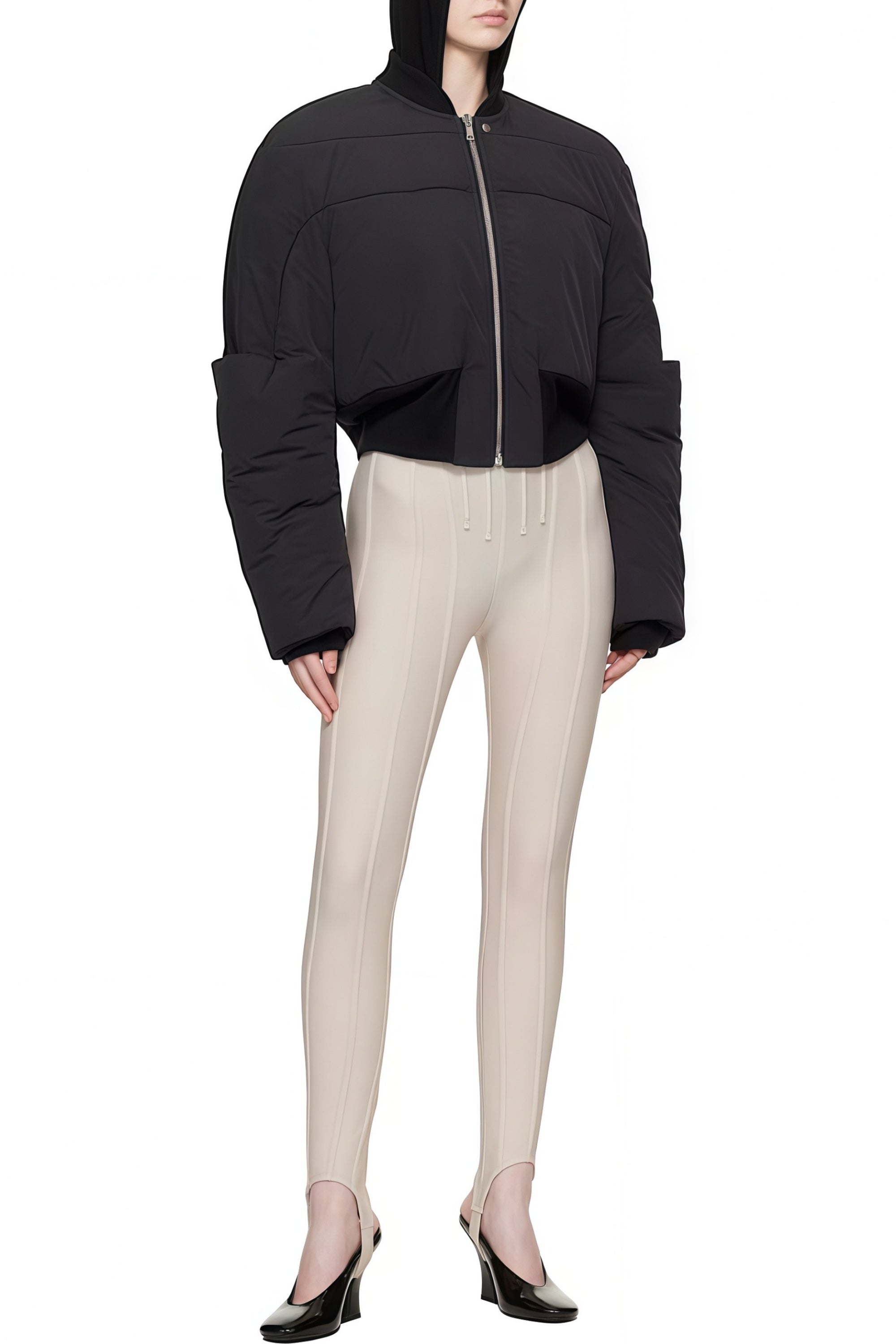 Cordelia Neutral Decorative Stitching Leggings