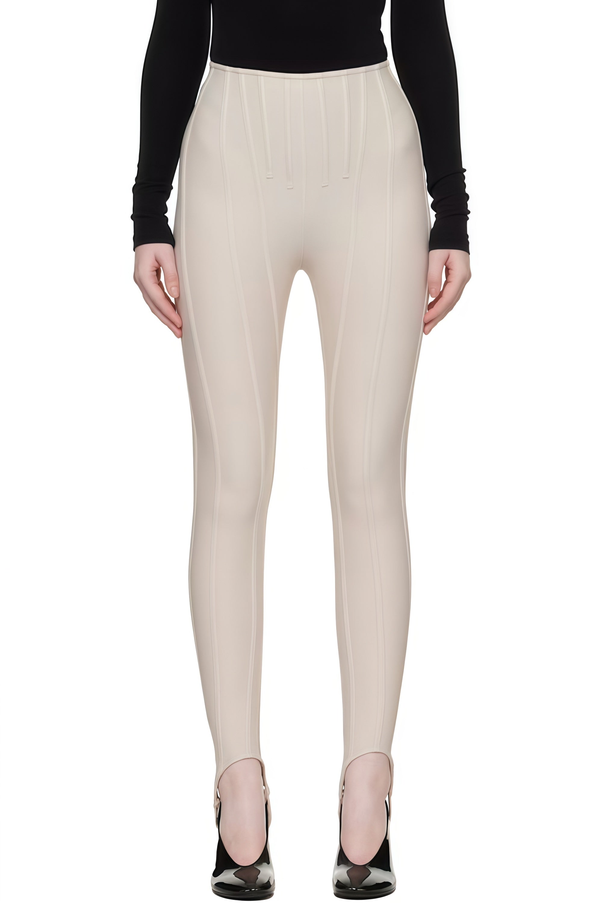 Cordelia Neutral Decorative Stitching Leggings
