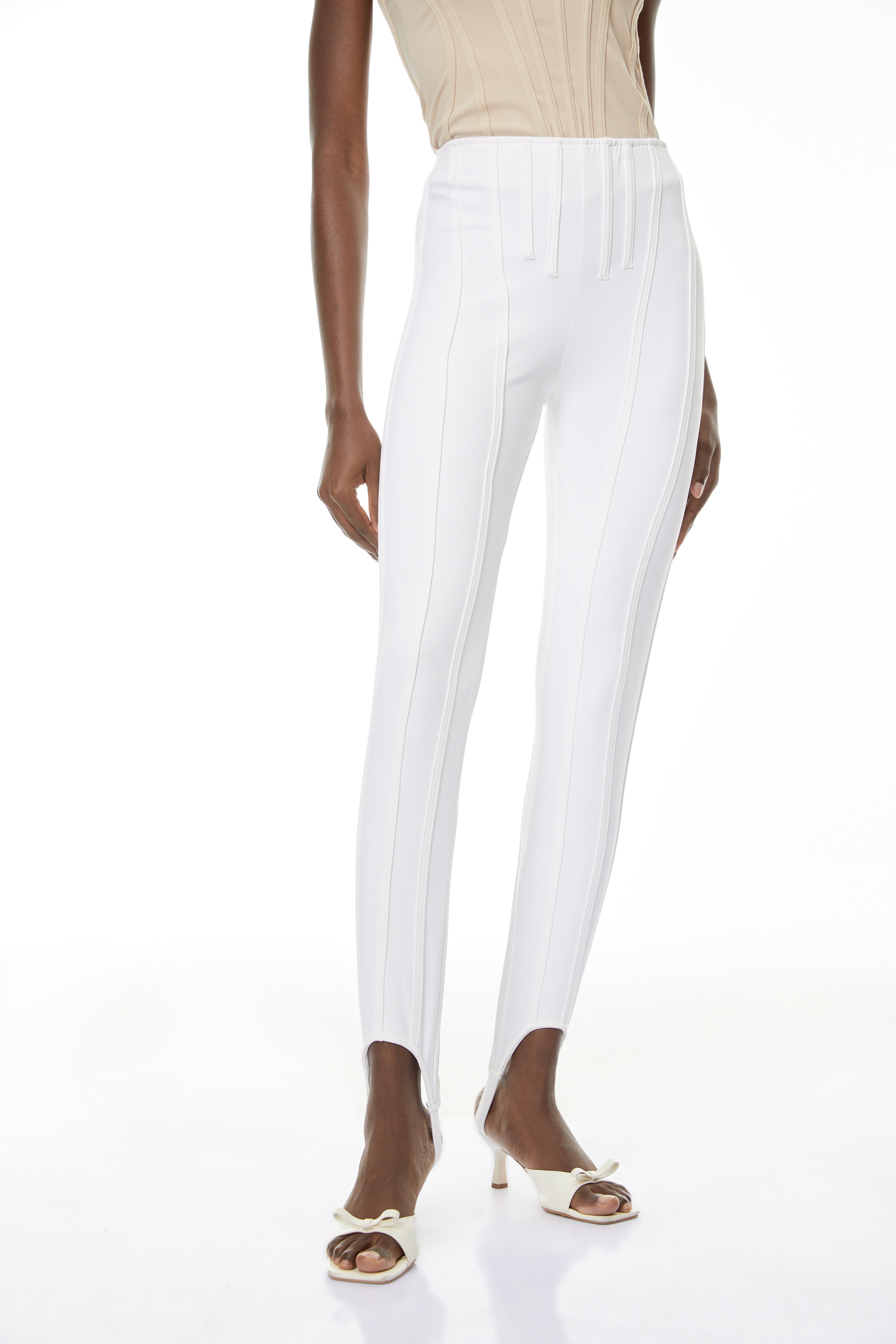Cordelia White Decorative Stitching Leggings (Final Sale-US Only)