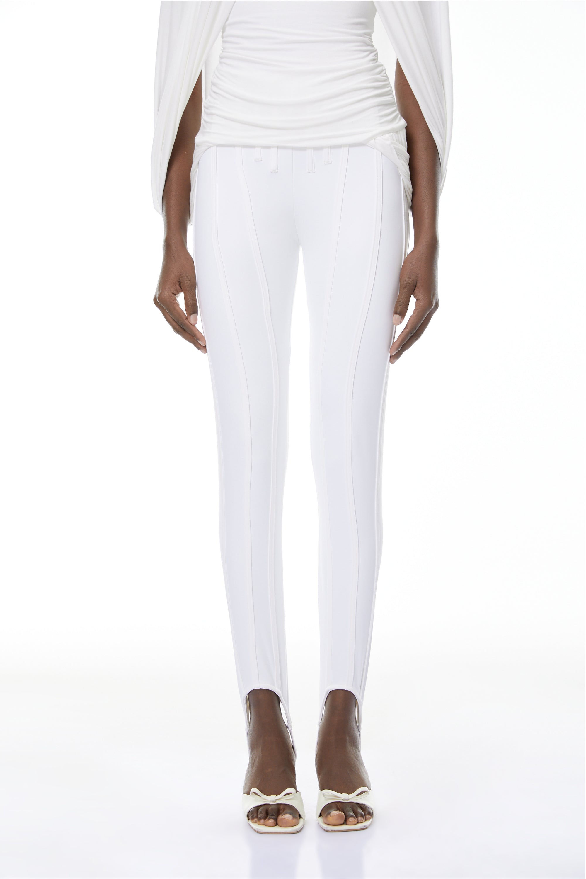 Cordelia White Decorative Stitching Leggings (Final Sale-US Only)