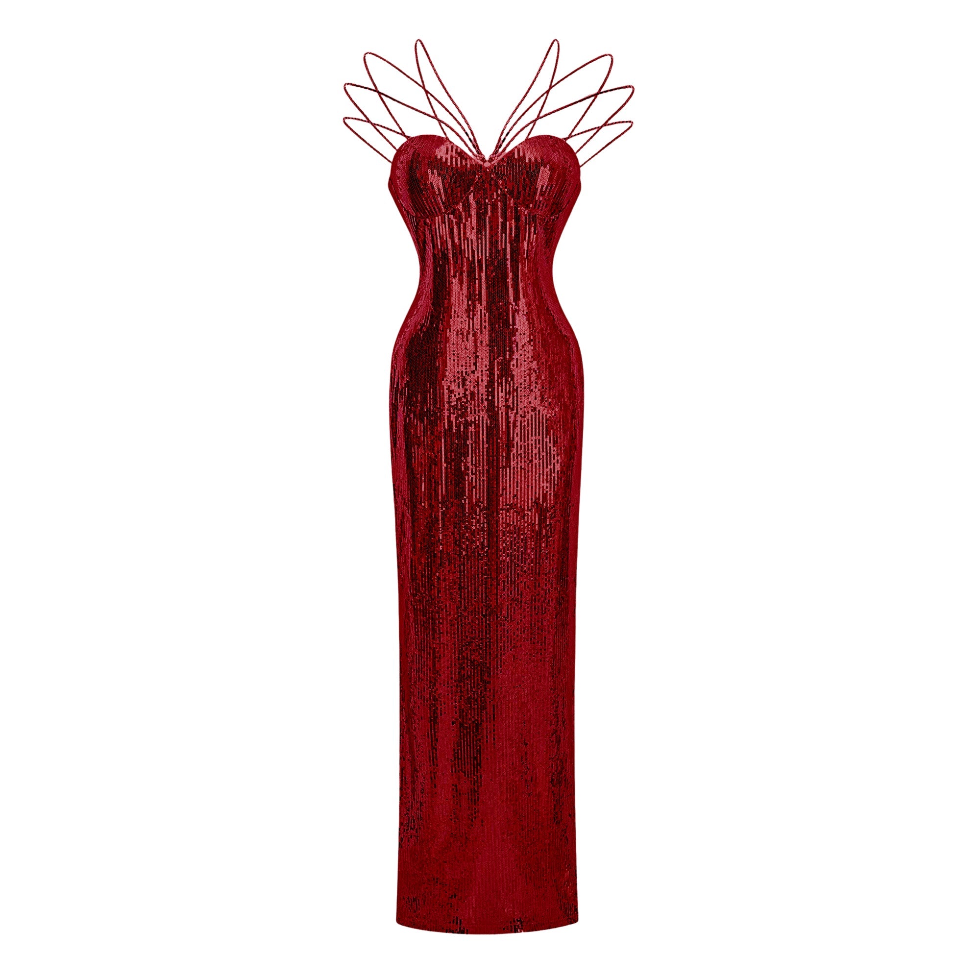 Cressida Red Sparkly Embellished Maxi Dress
