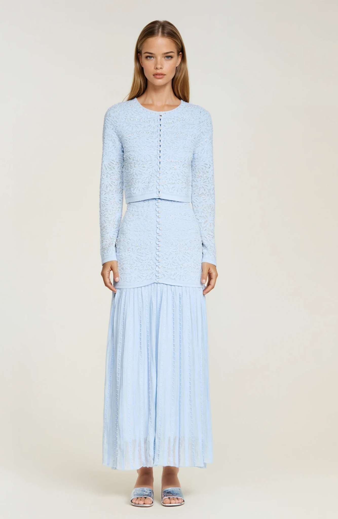 Sandro Levana beaded knit cardigan  - Light Blue