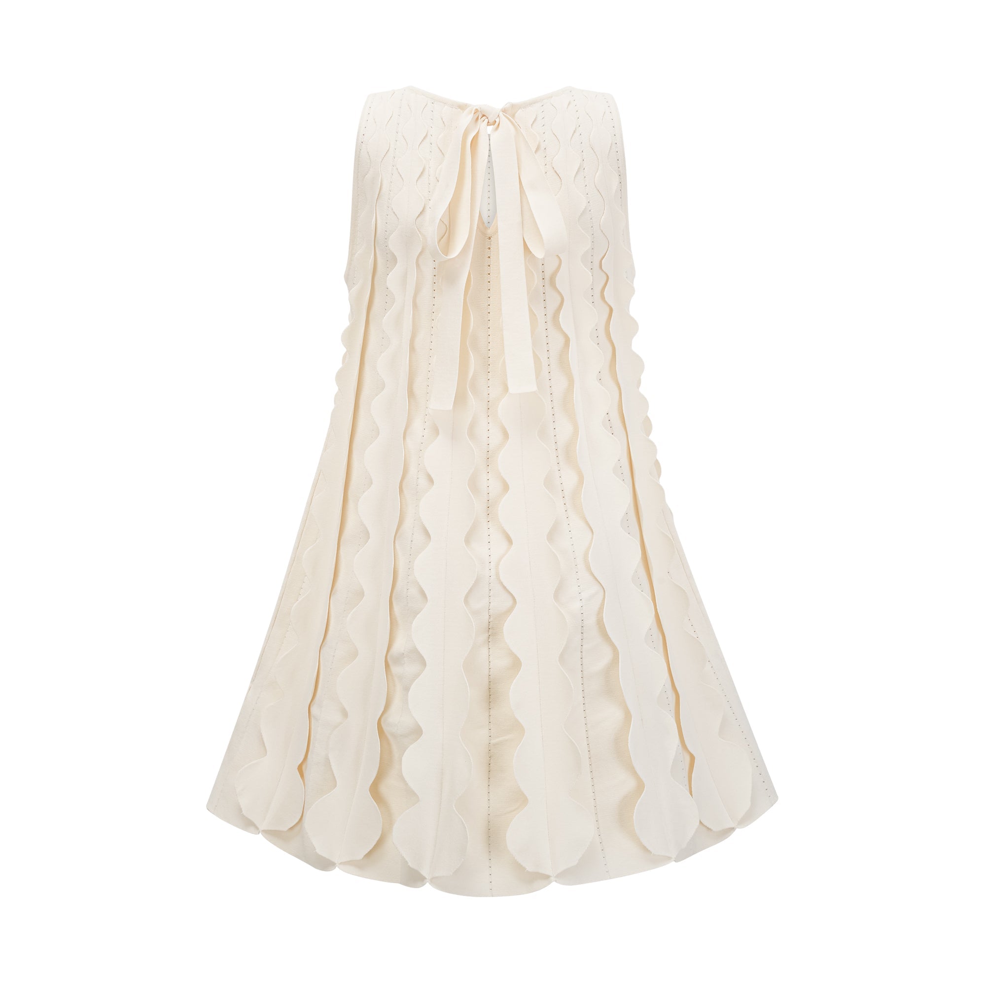 Axelle white wavy-detail sleeveless mini dress