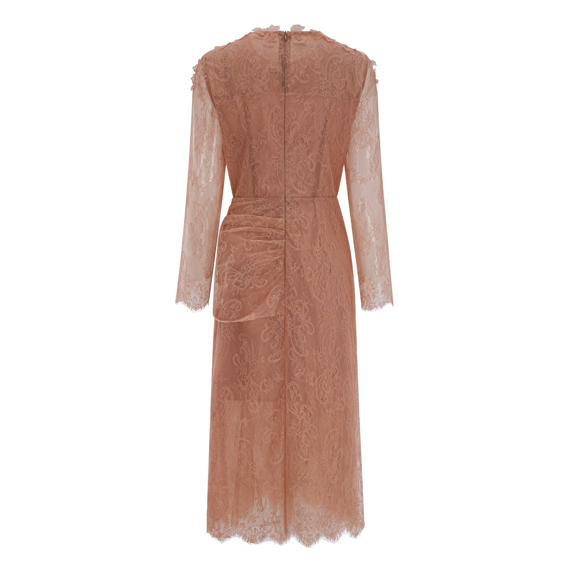 Hadley Caramel Twisted Floral Lace Midi Dress