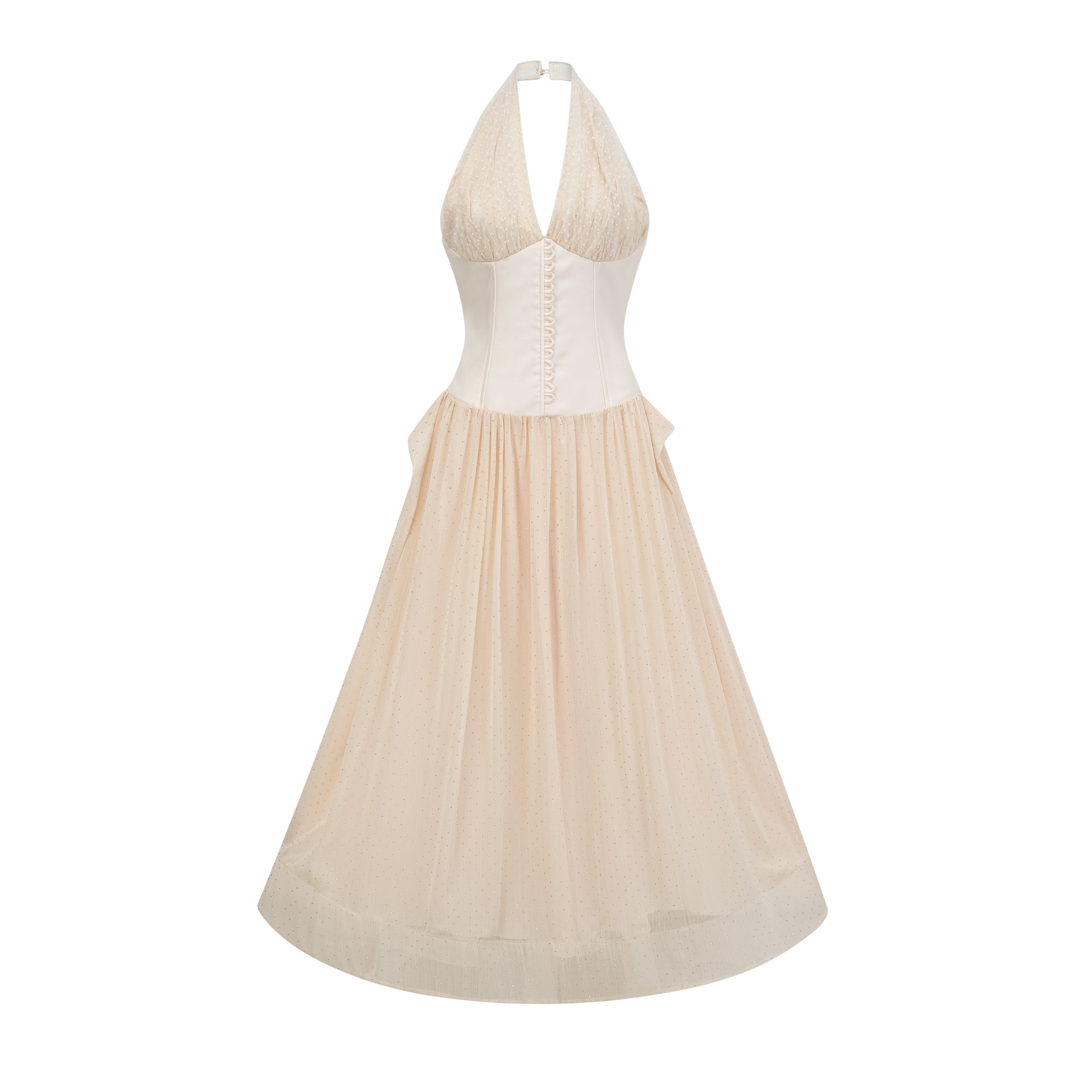 Charlotte halterneck tulle midi dress (Final Sale)