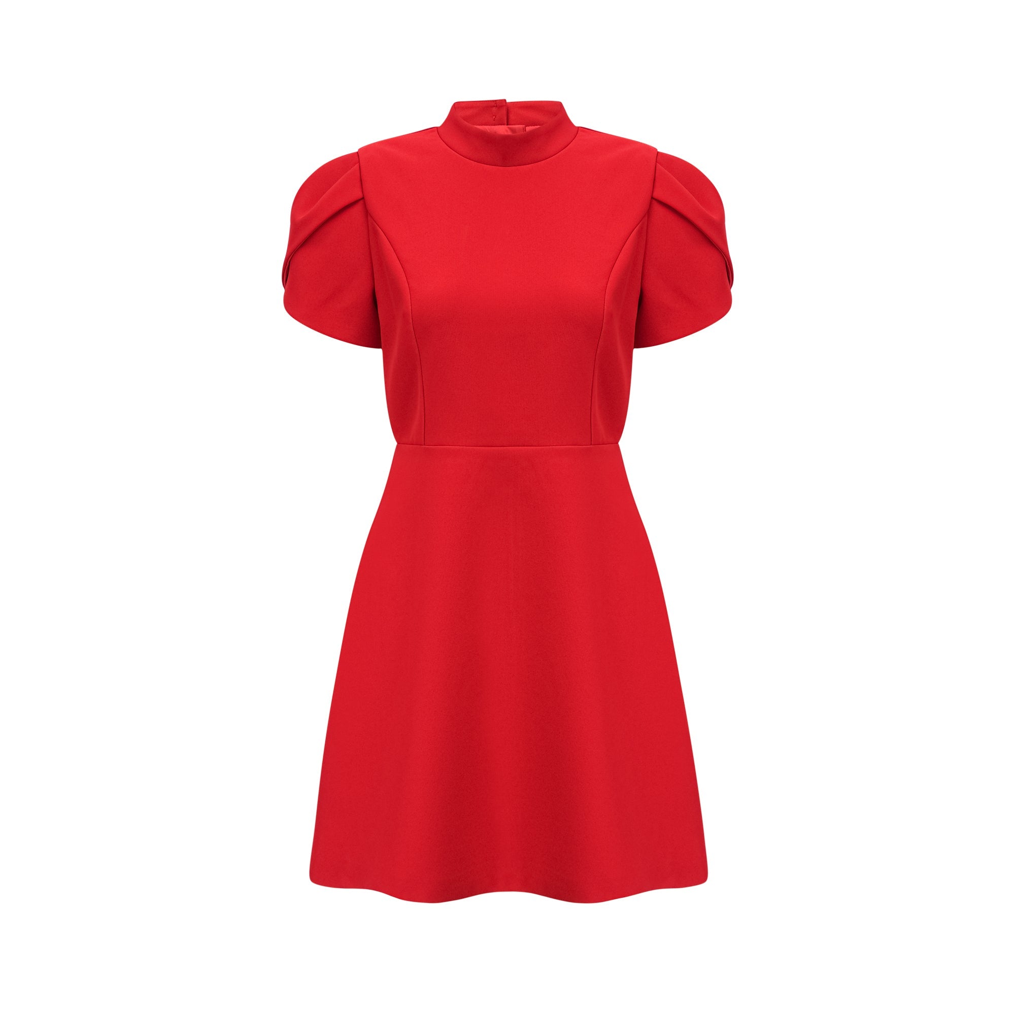 Anna red petal-sleeve cut-out bow mini dress (US Only)