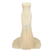 Josiane yellow off-shoulder sheer tulle maxi dress (Final Sale-US Only)