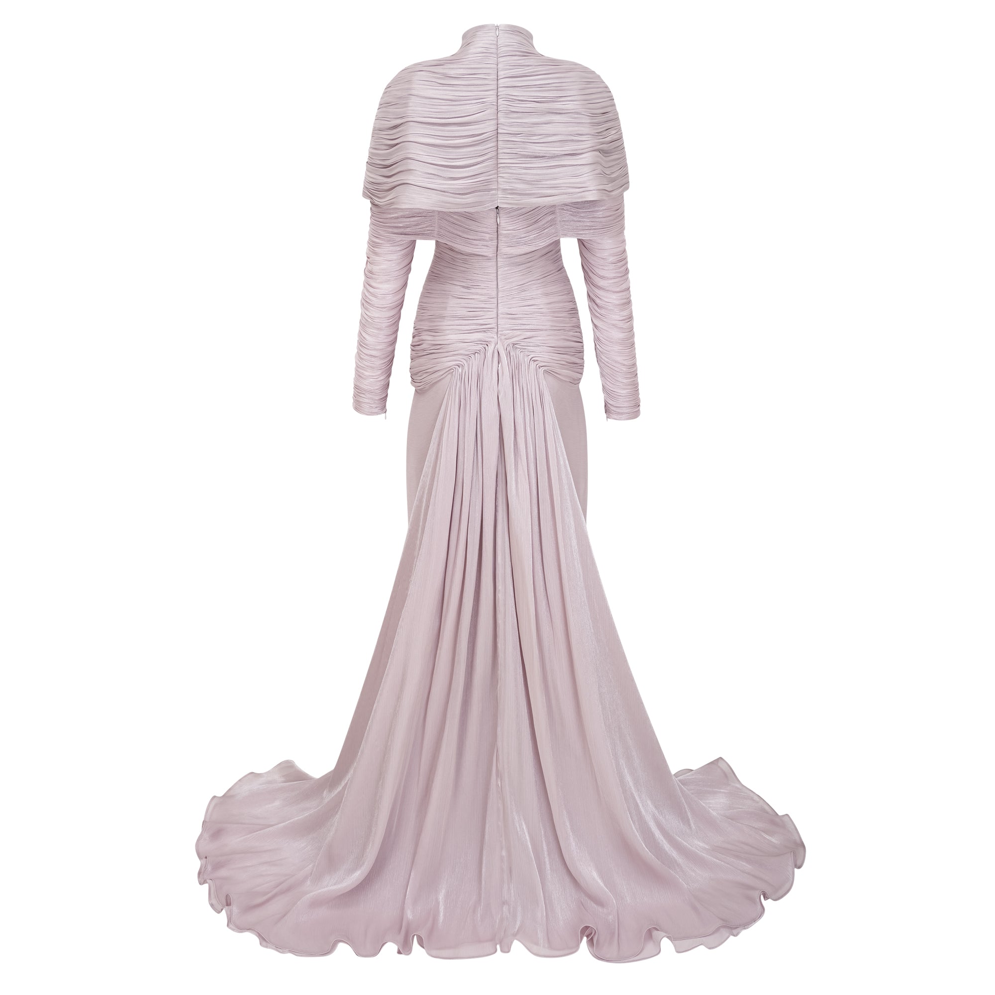 Nerida Silver Turtleneck Ruched Maxi Dress
