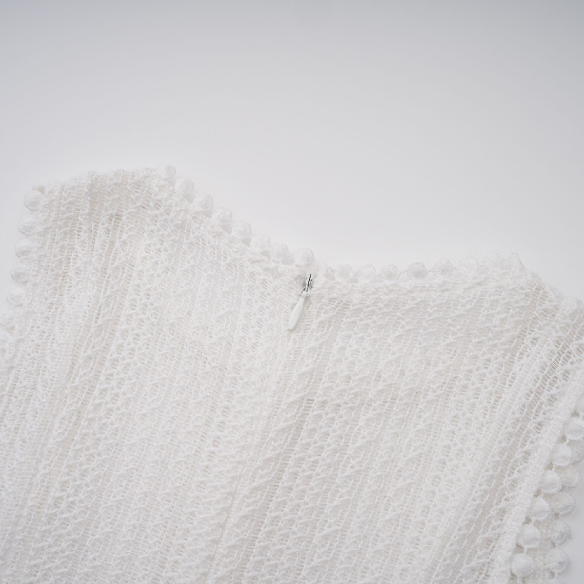 Hélène white pointelle puff midi dress