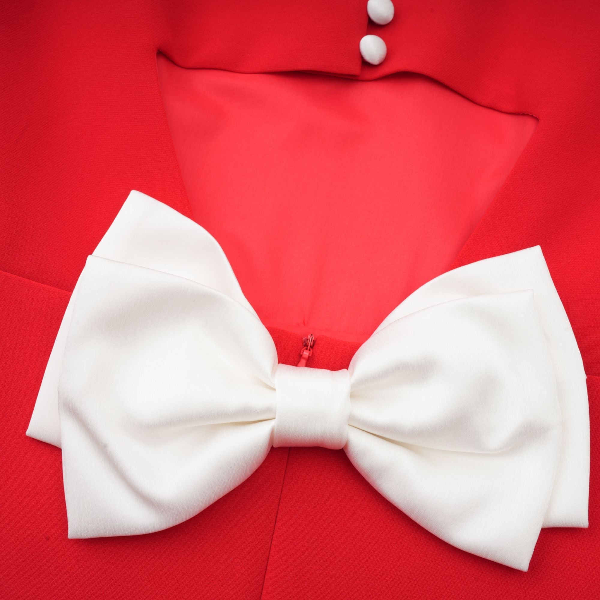 Anna red petal-sleeve cut-out bow mini dress (US Only)