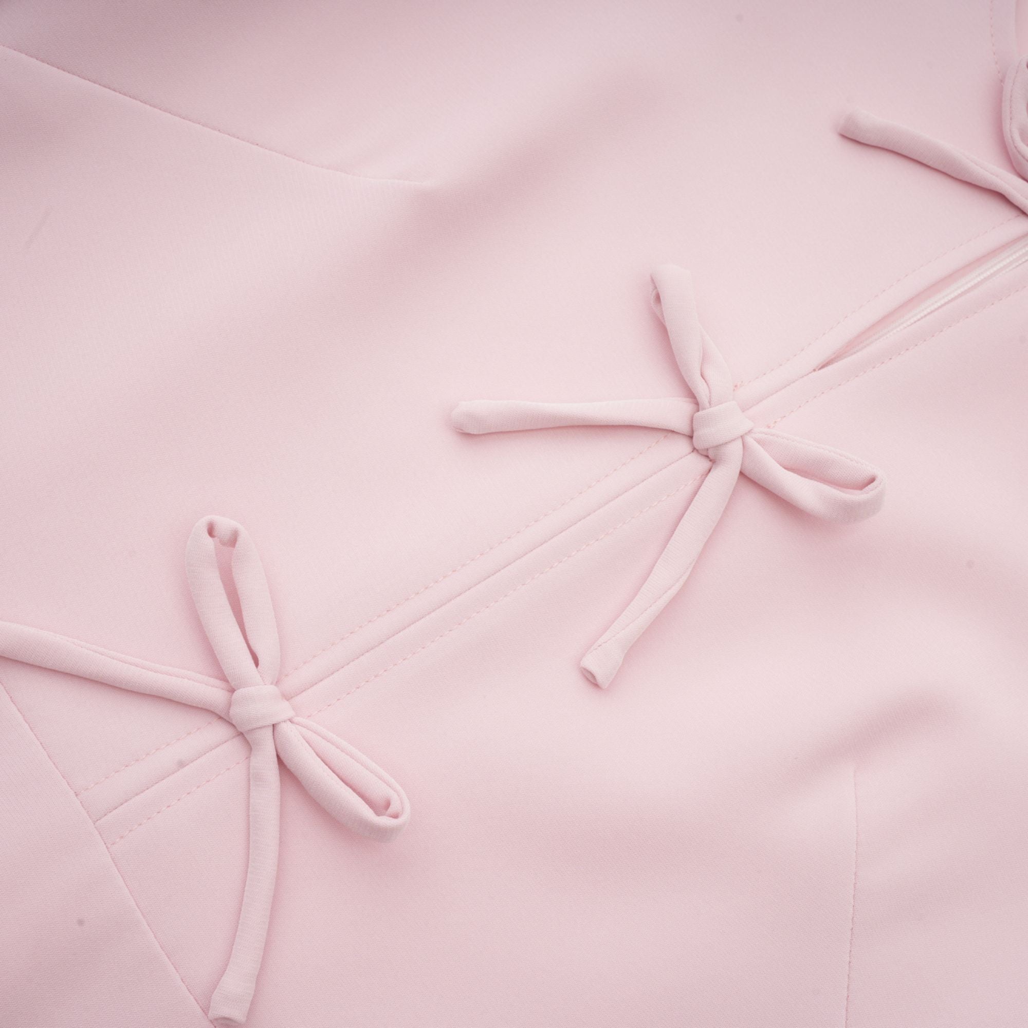 Elise pink bow-detail split-neck midi dress (Final Sale-US Only)