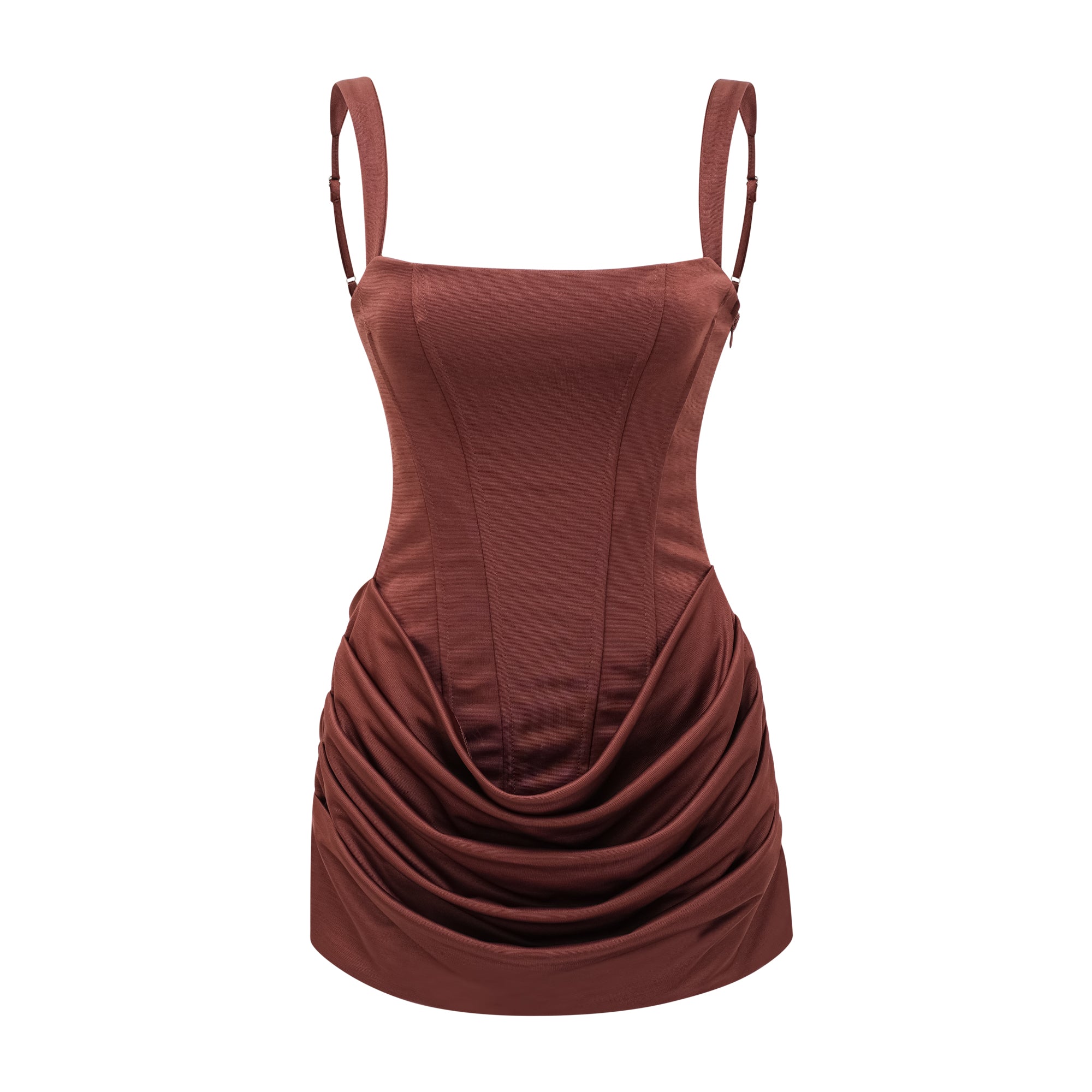 Paulette Brown Ruched Bodycon Mini Dress (Final Sale-US Only)