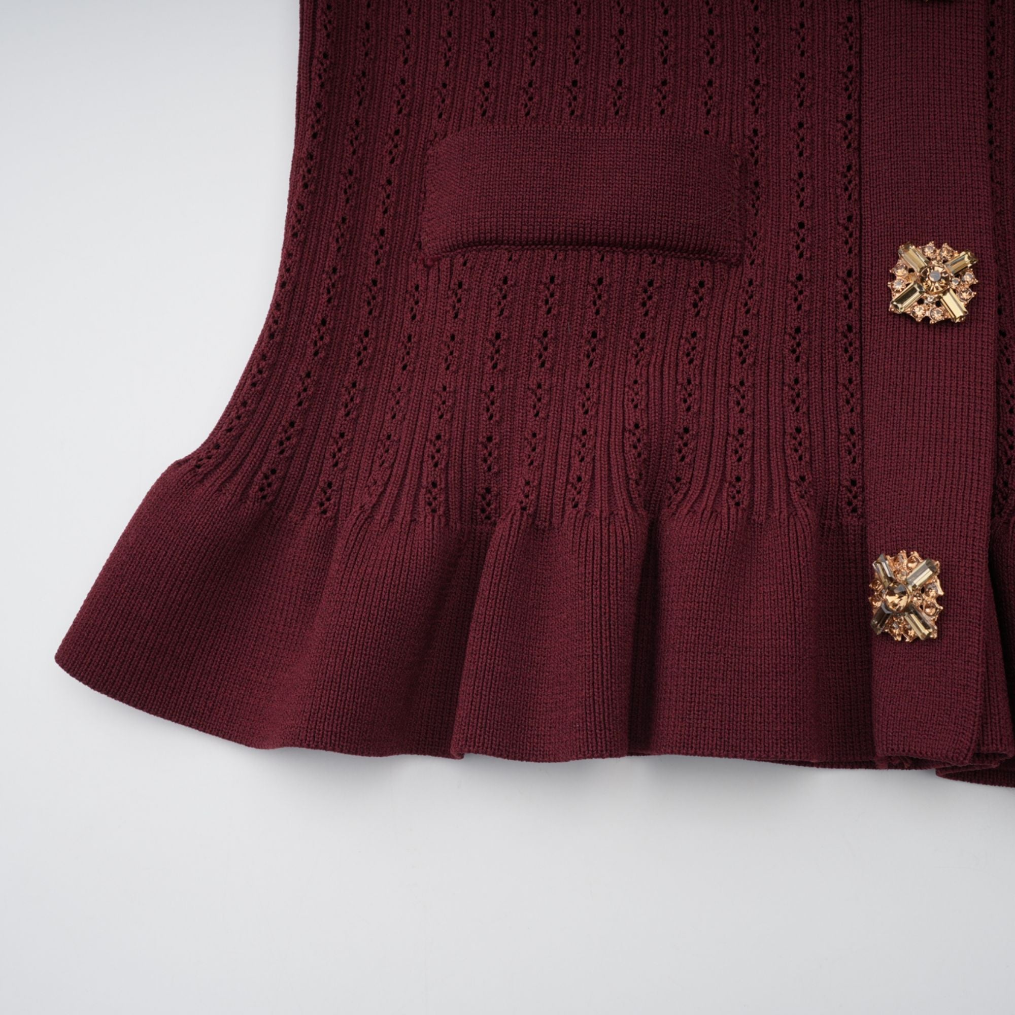 Corrine red ruffled knit top & skirt matching set (Final Sale)