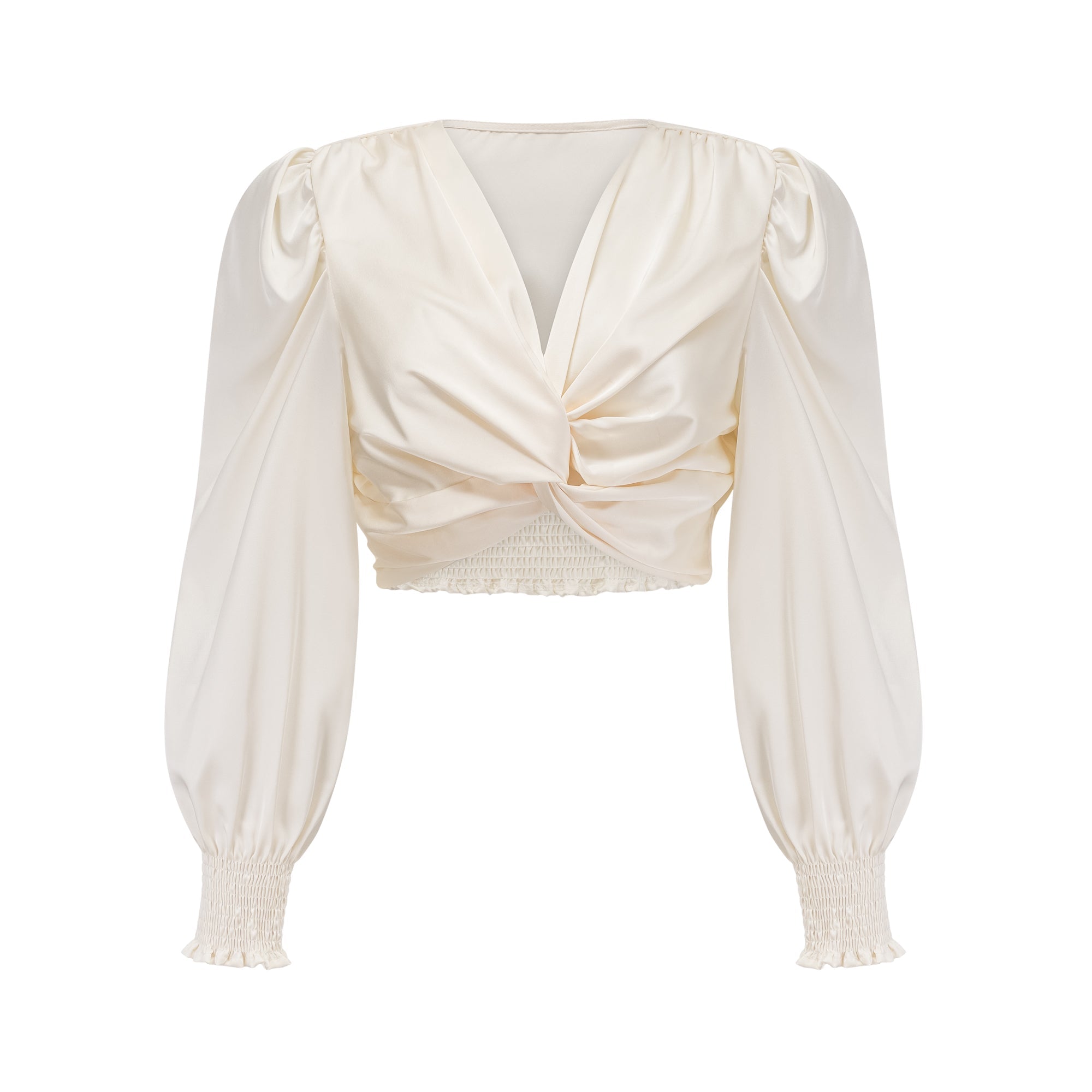 Nouria white faux-flower twist cropped top (Final Sale-US Only)