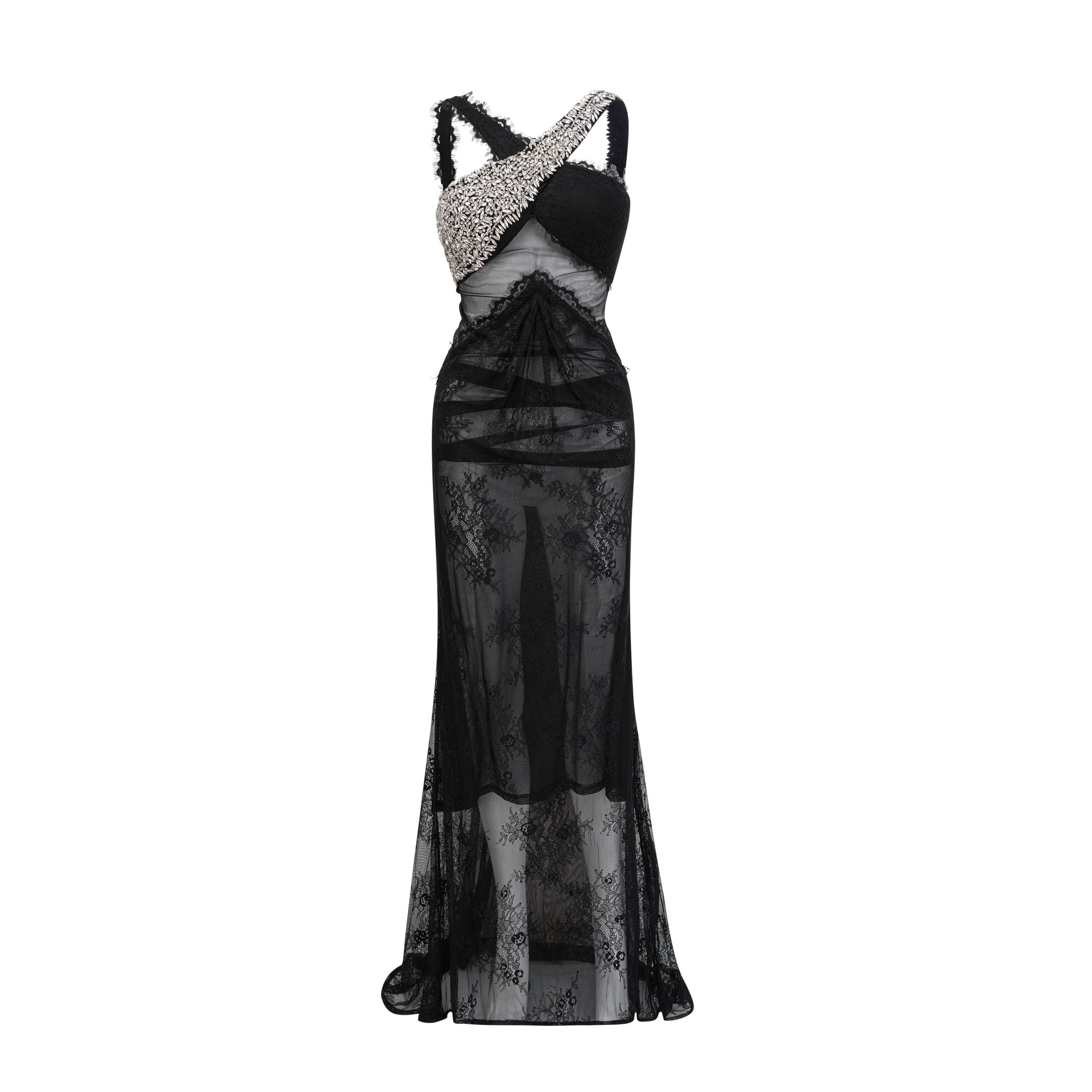 Irène black crossover crystal-embellished maxi dress (Final Sale-US Only)