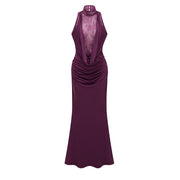 Borbála Magenta Lace Bodice Ruched Maxi Dress (Final Sale-US Only)