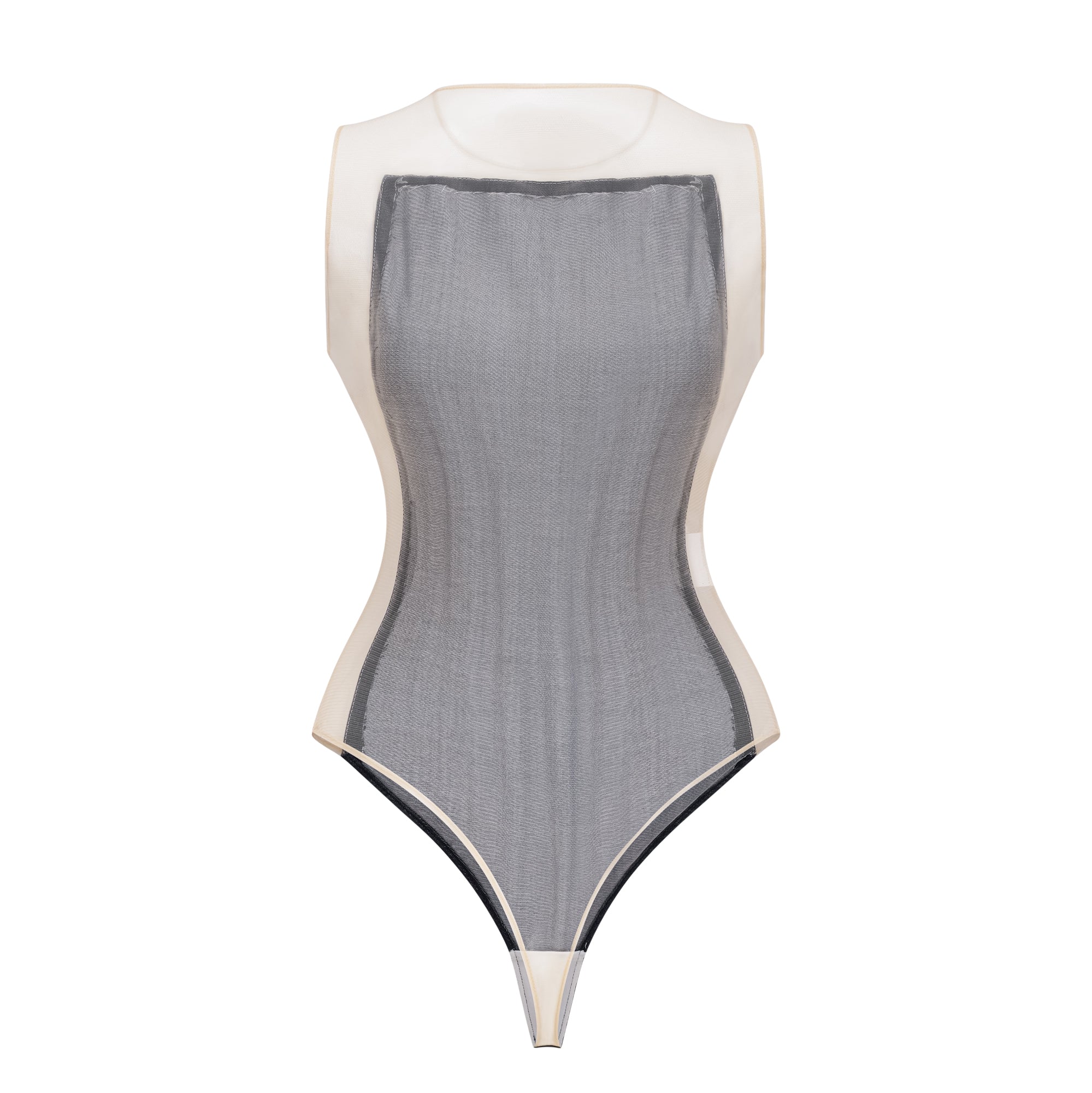 Sandrine blue denim semi-sheer bodysuit (Final Sale)
