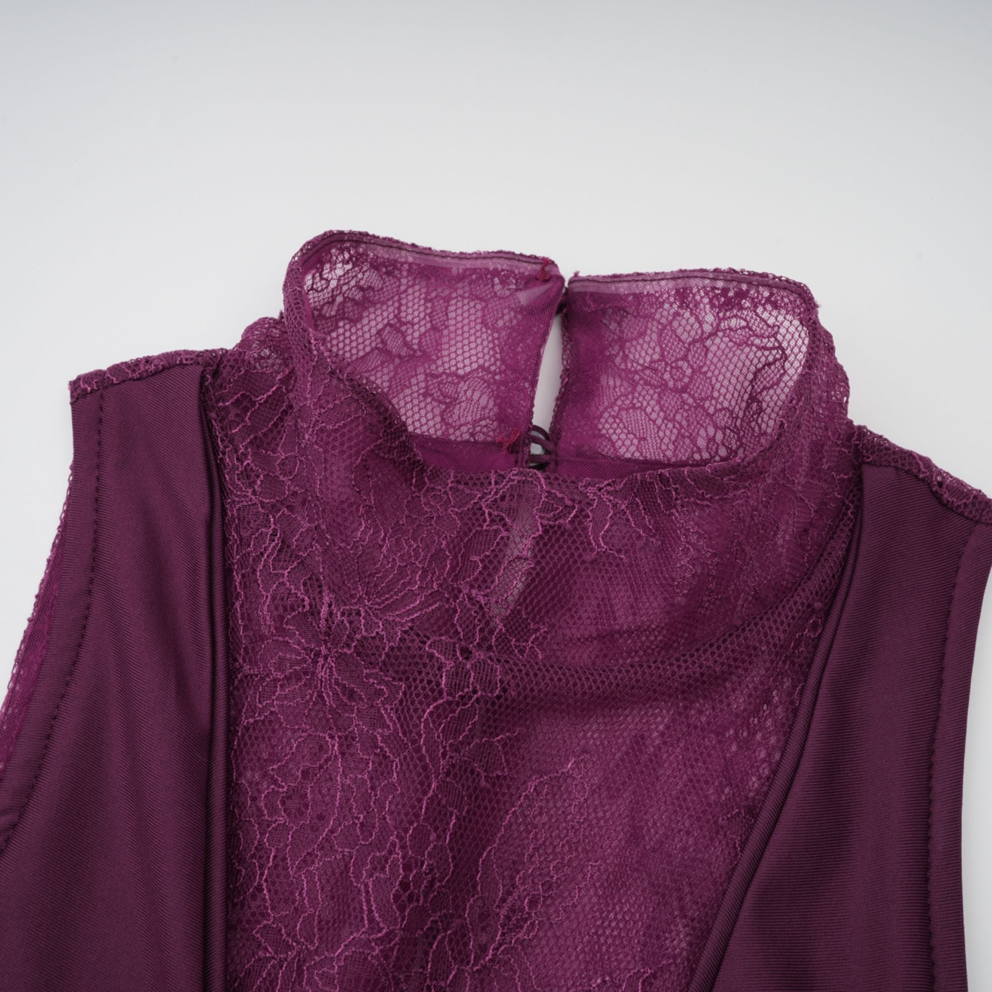 Borbála Magenta Lace Bodice Ruched Maxi Dress