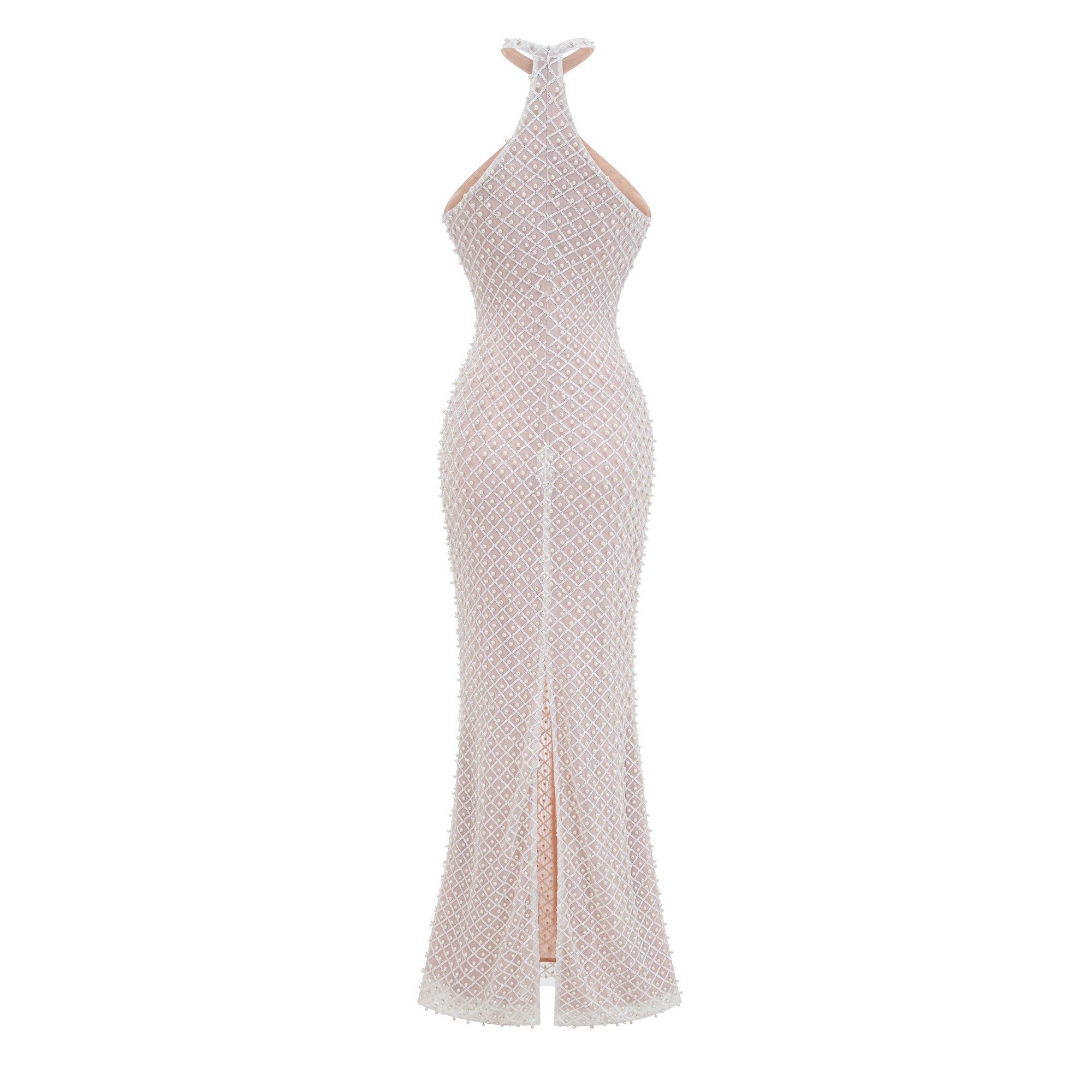 Claudine white embellished halterneck maxi dress (Final Sale-US Only)