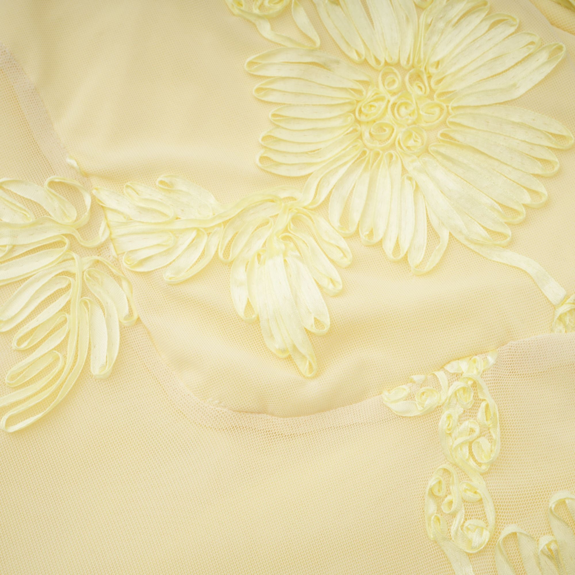Théoline Yellow Floral Appliqué Corset Maxi Dress