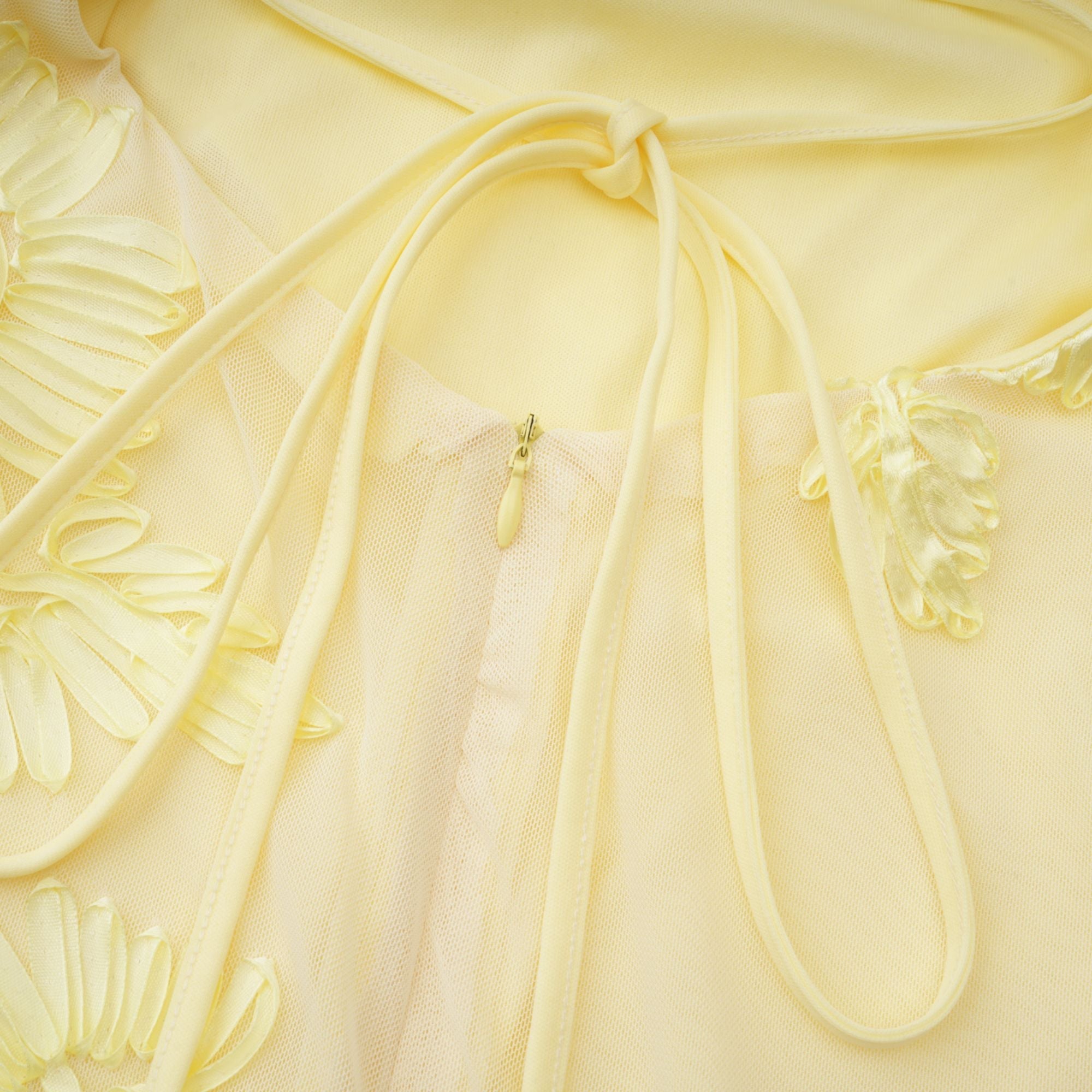 Théoline Yellow Floral Appliqué Corset Maxi Dress (Final Sale-US Only)