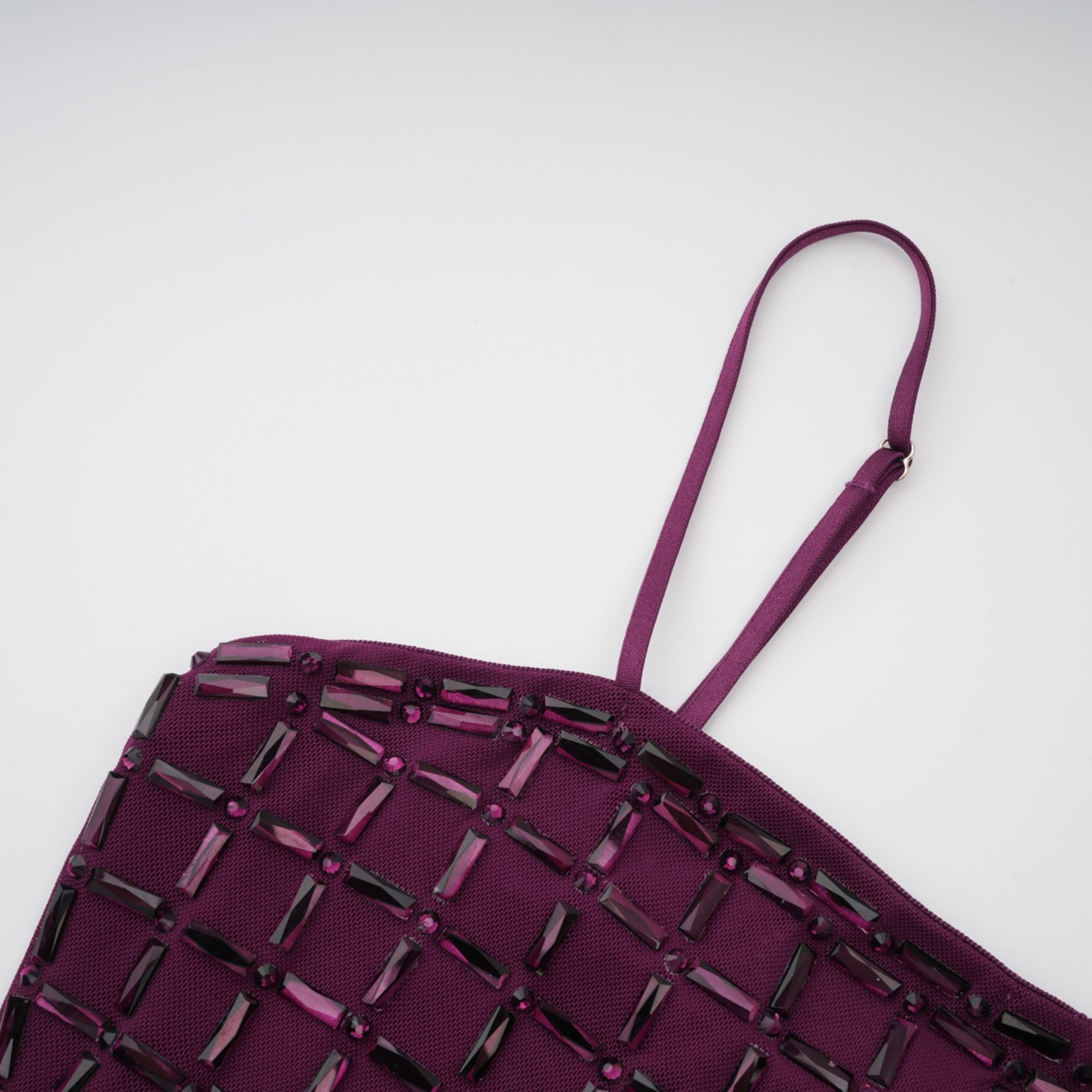 Térébenthine Purple Rhinestone Mesh Maxi Dress