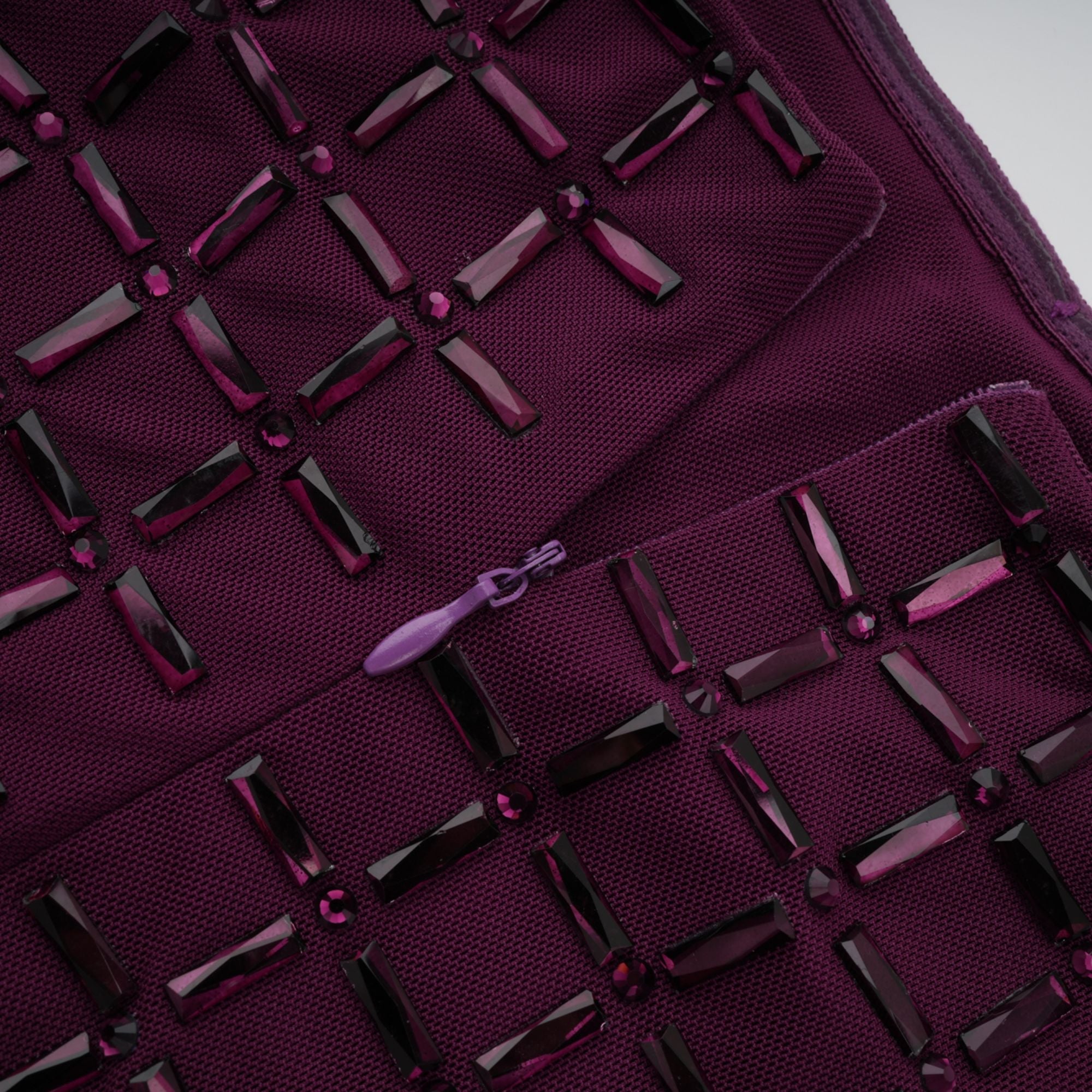 Térébenthine Purple Rhinestone Mesh Maxi Dress