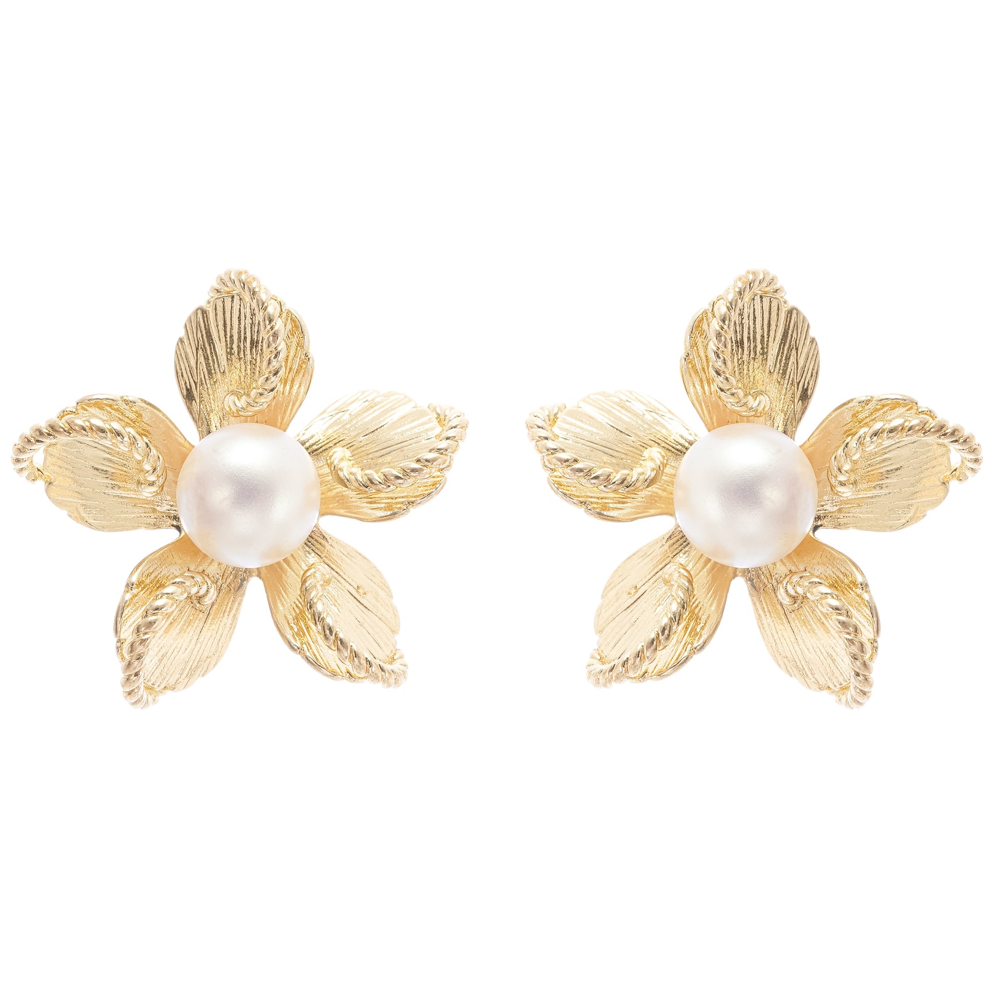 Jeanne floral faux-pearl stud earrings