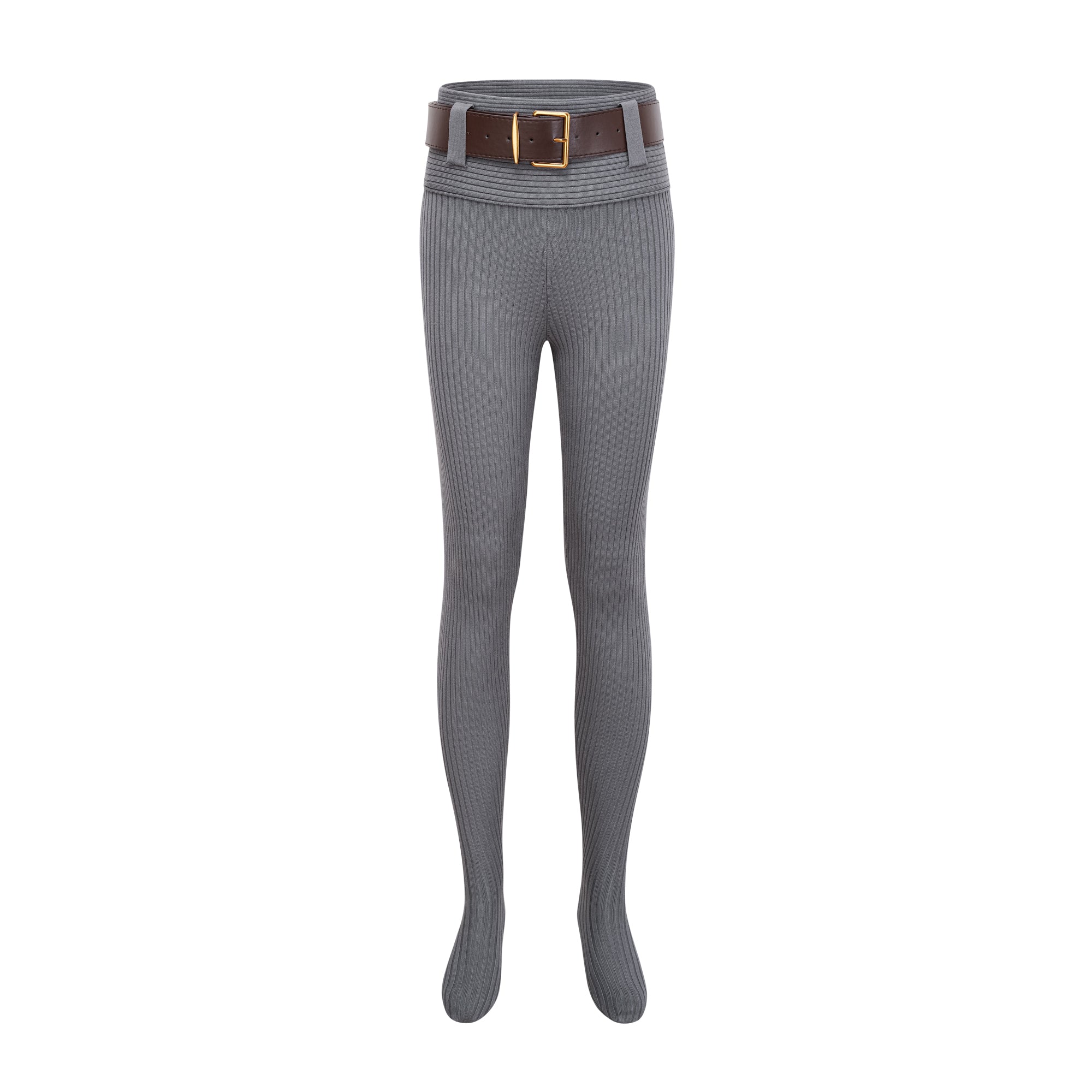Claire Grey Ribbed Knit Bodysuit & Trousers Set (Final Sale-US Only)
