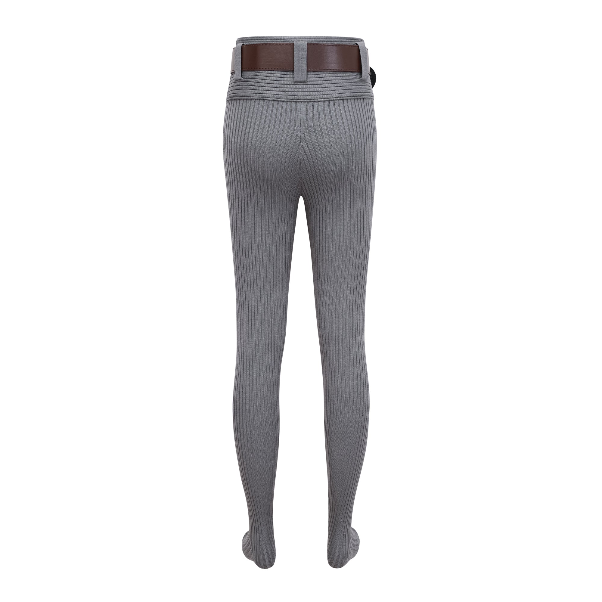 Claire Grey Ribbed Knit Bodysuit & Trousers Set (Final Sale-US Only)