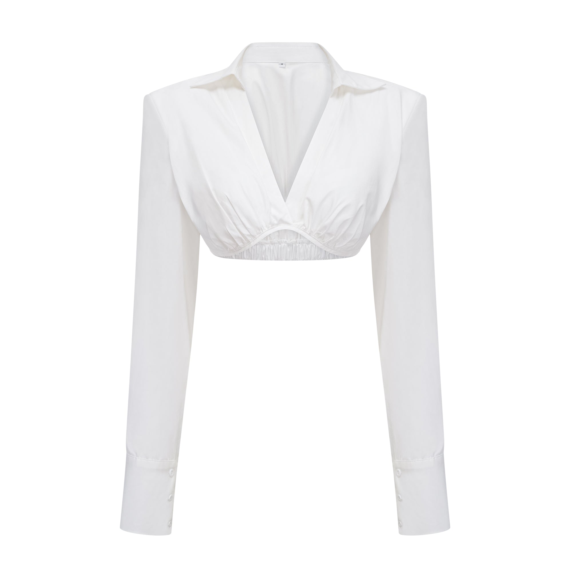 Caterina White Shirred Shirt & Skirt Set