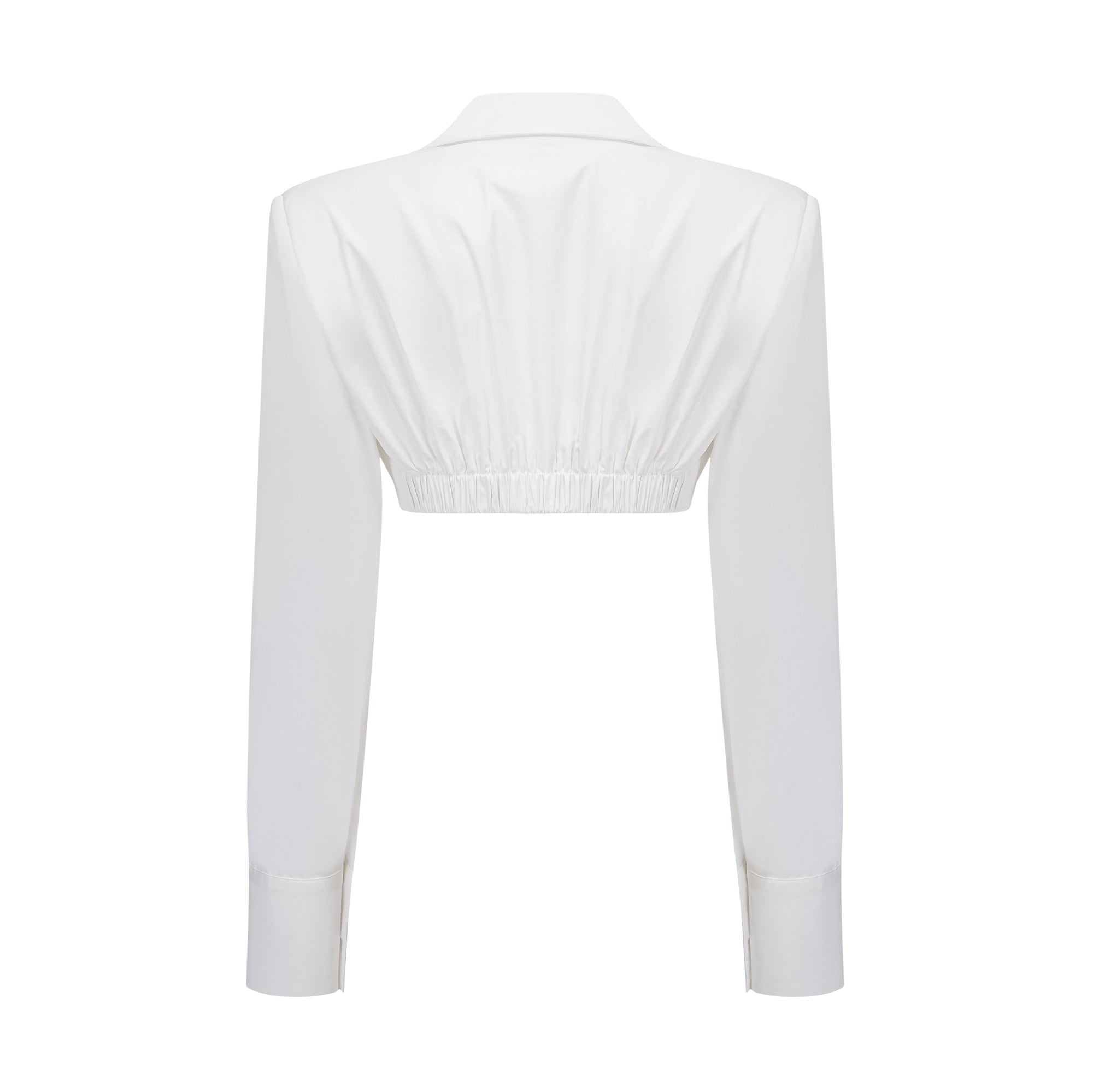 Caterina White Shirred Shirt & Skirt Set