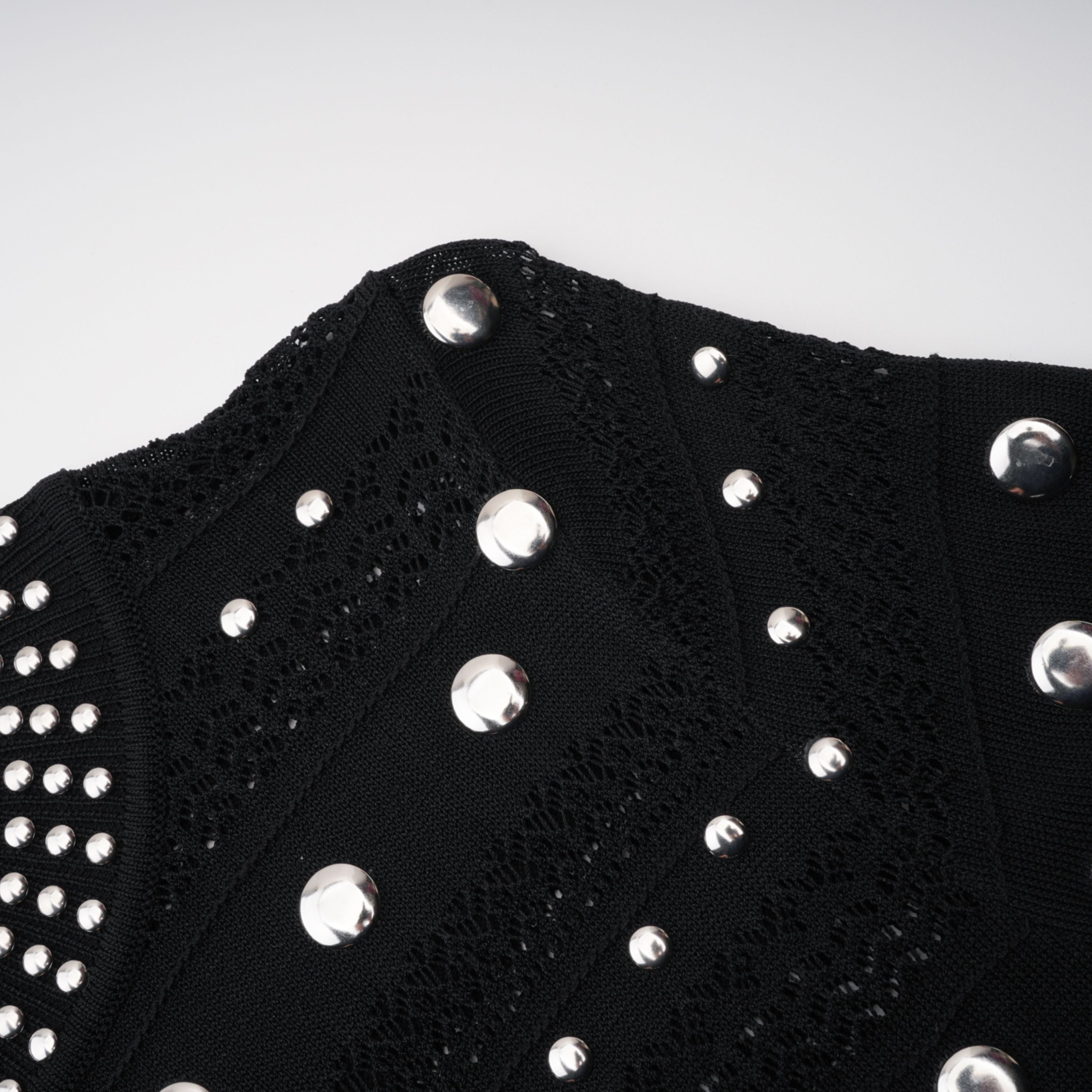Chloé Black Long Sleeve Studded Crochet Knit Midi dress (Final Sale)