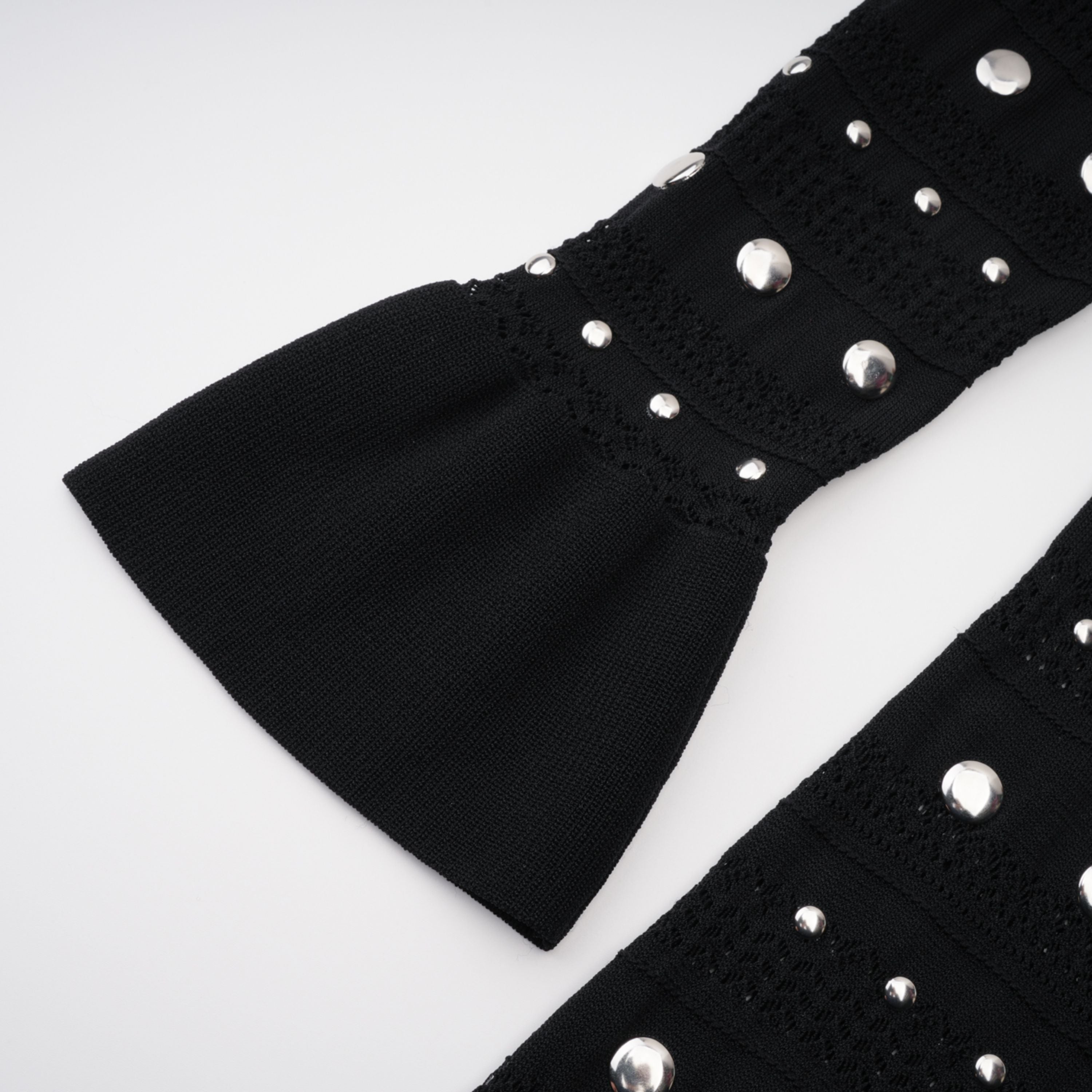Chloé Black Long Sleeve Studded Crochet Knit Midi dress (Final Sale)