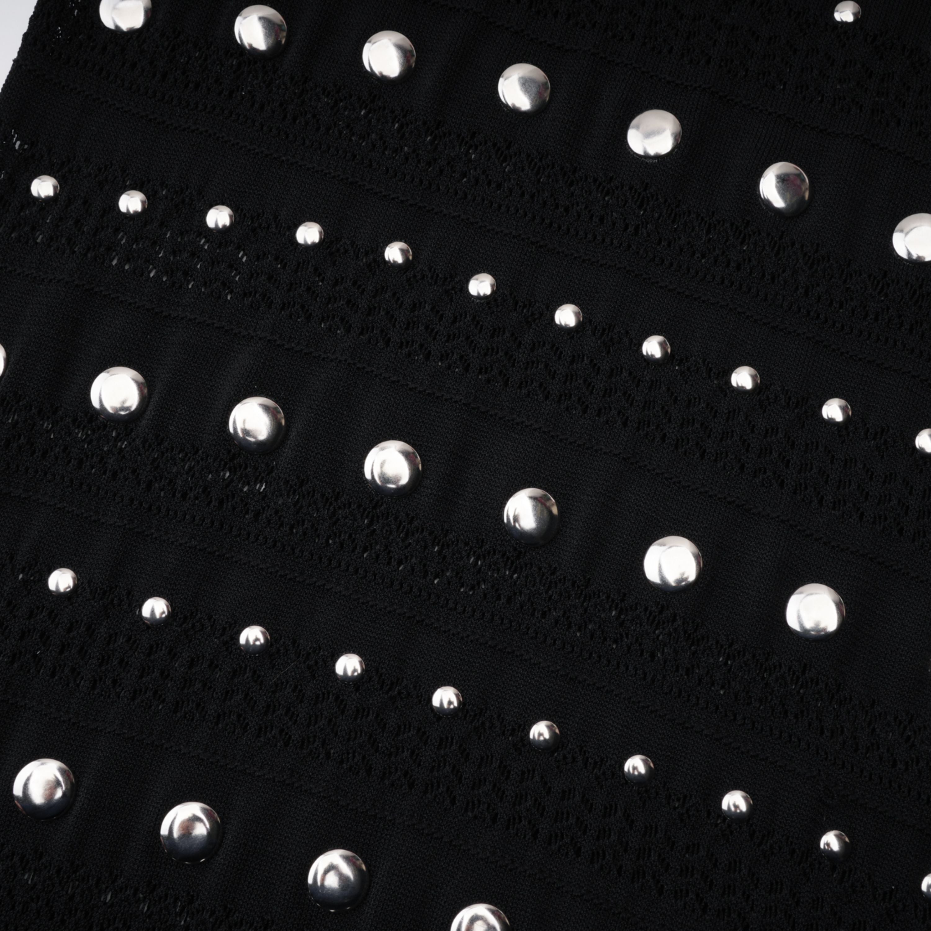 Chloé Black Long Sleeve Studded Crochet Knit Midi dress (Final Sale)
